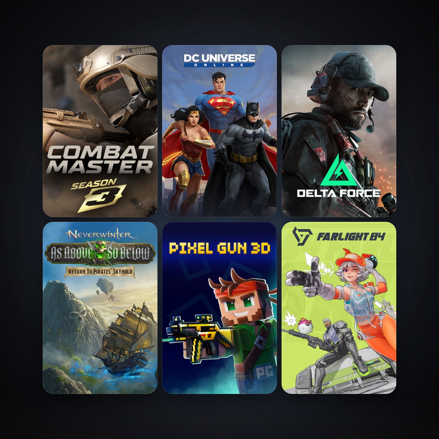 DC Universe Online + Neverwinter, 10 games, clean — HabibiAccounts