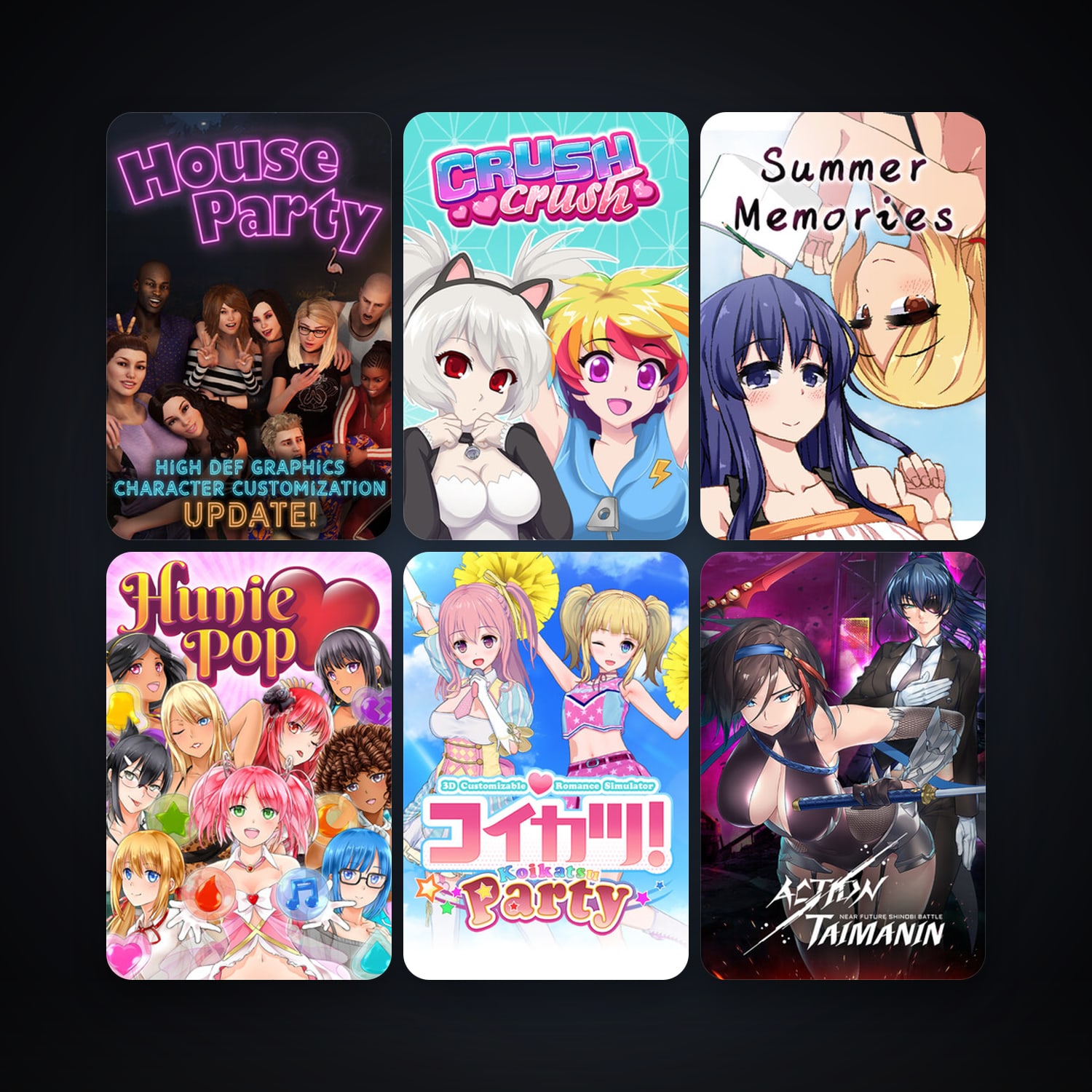 HuniePop + Crush Crush, 57 games, clean — HabibiAccounts