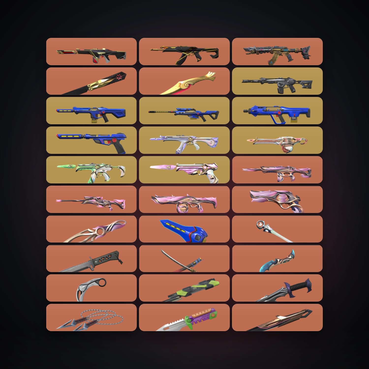 EU Gold 1 locker — 28 knives, 269 skins, lvl 299 — HabibiAccounts