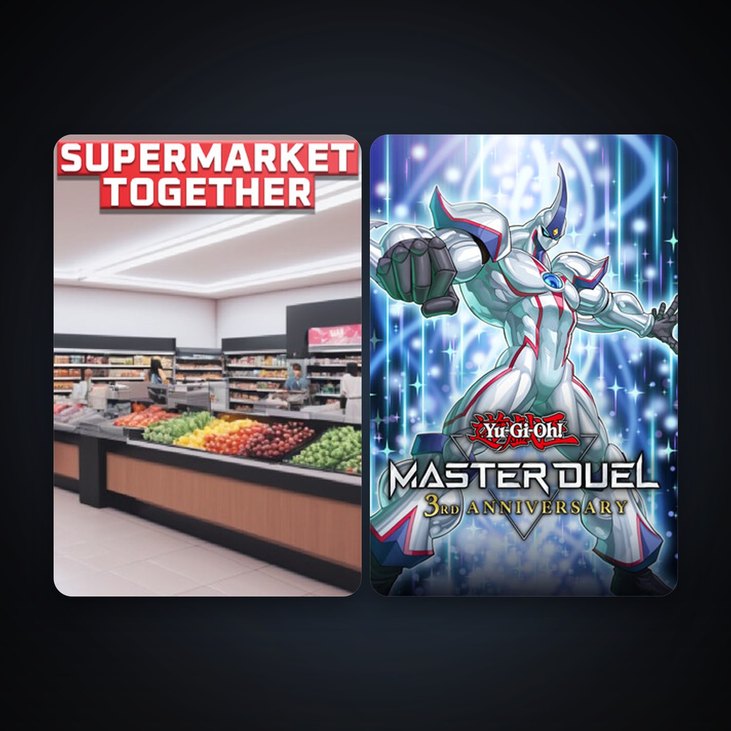 Yu-Gi-Oh! Master Duel + Supermarket Together, 4 games, clean — HabibiAccounts