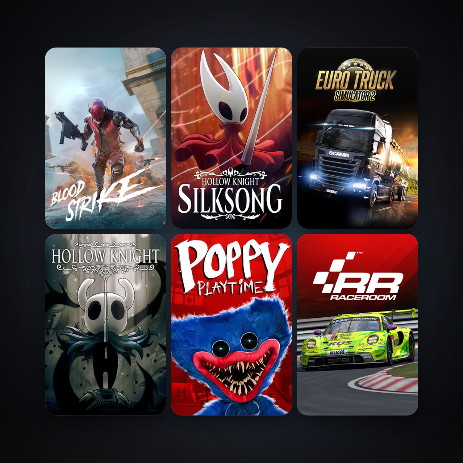 RaceRoom Racing Experience + Euro Truck Simulator 2, 16 games, clean — HabibiAccounts