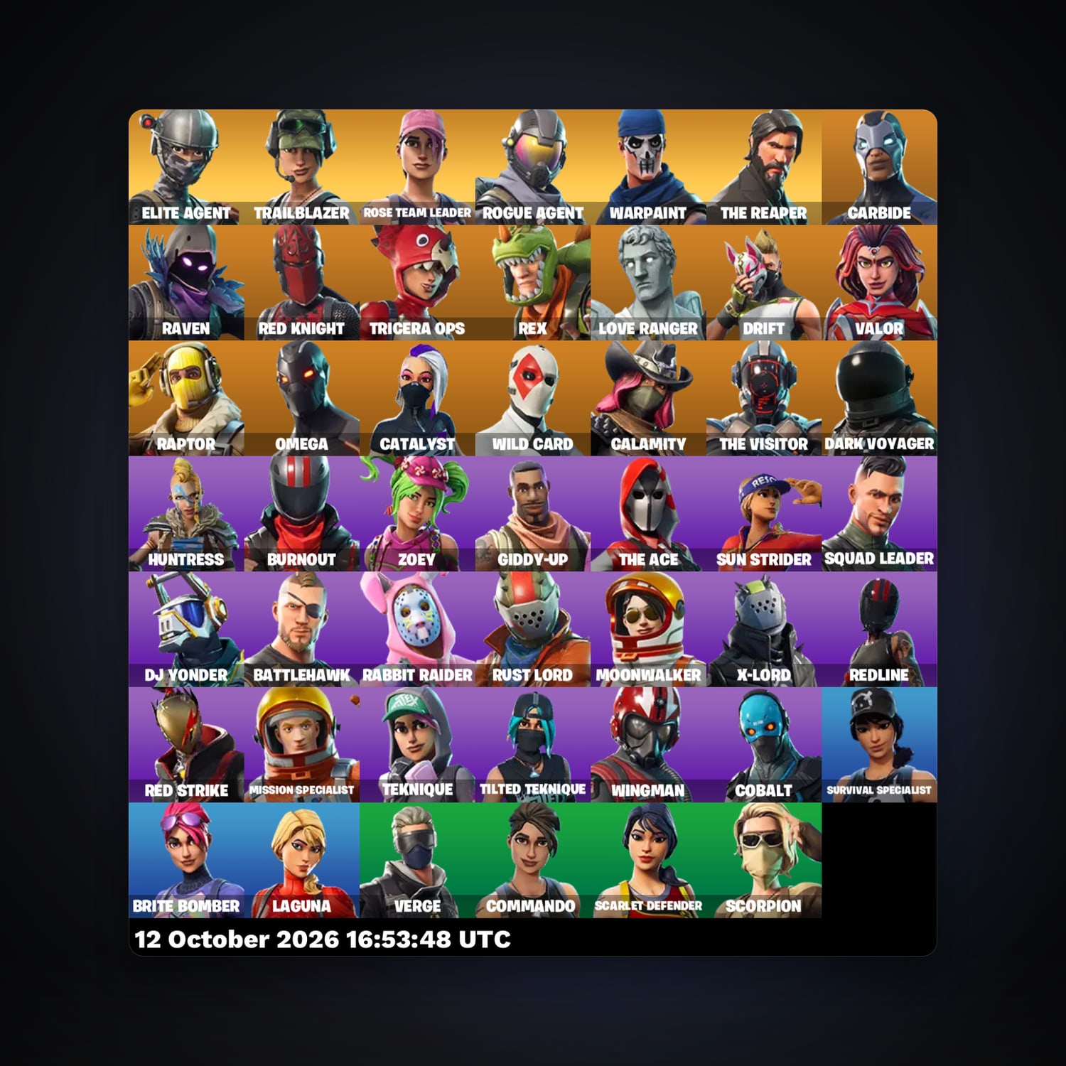 Fortnite account with Elite Agent & Rogue Agent — 48 skins — 1.4K V-Bucks — lvl 340 — HabibiAccounts