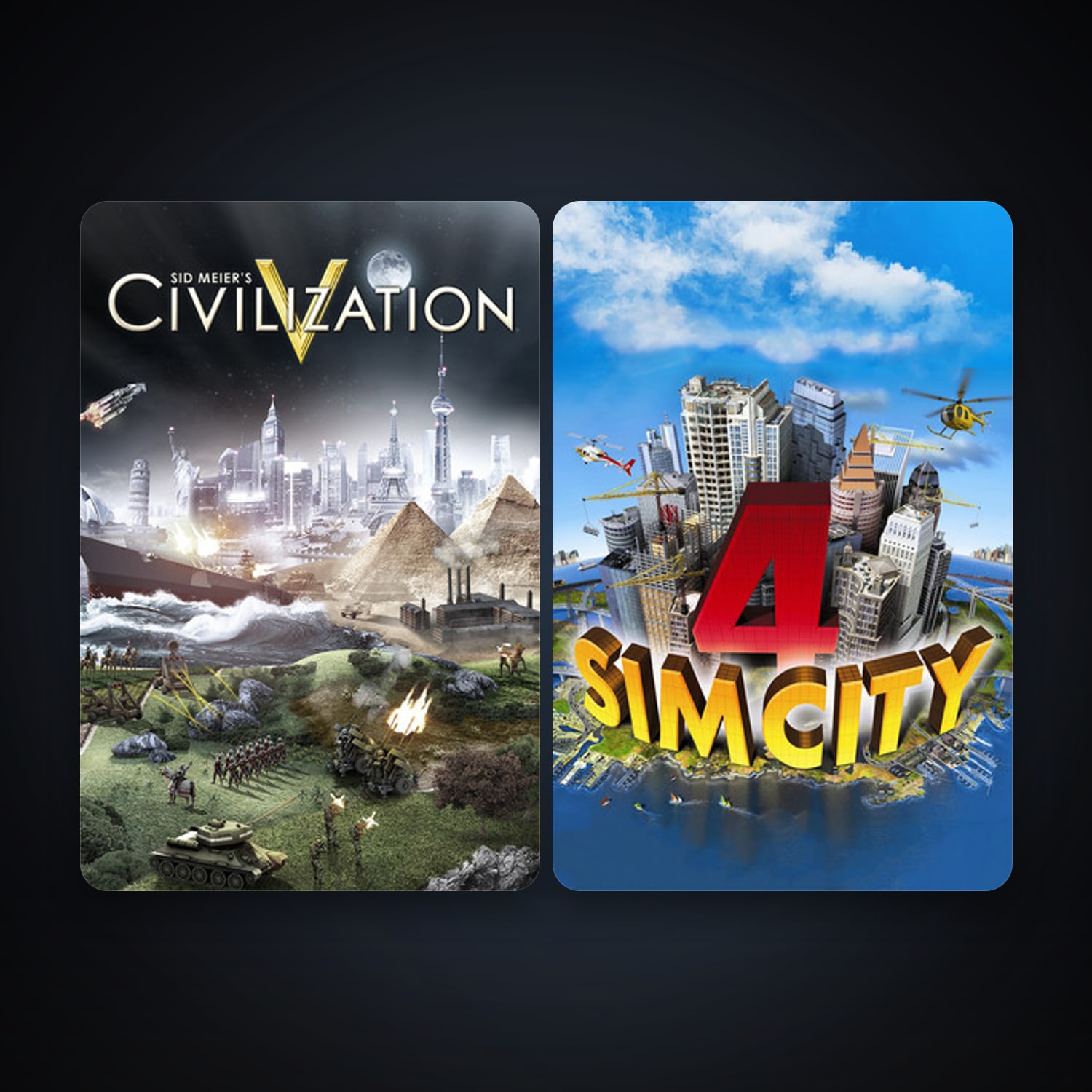 Sid Meier's Civilization V + SimCity 4 Deluxe Edition, 2 games, clean — HabibiAccounts