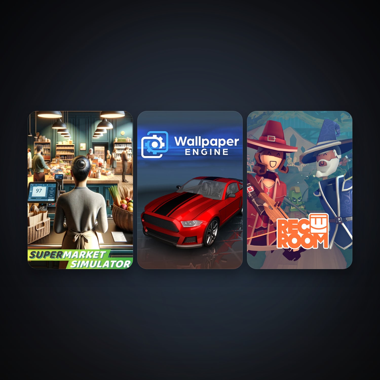 Wallpaper Engine + Rec Room, 7 games, clean — HabibiAccounts