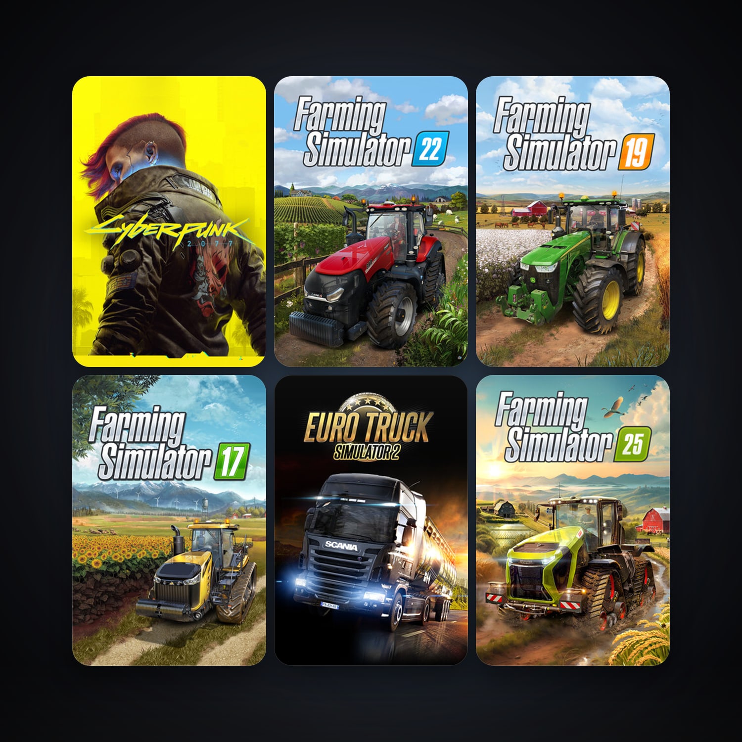 Euro Truck Simulator 2 + Farming Simulator 17, 26 games, clean — HabibiAccounts
