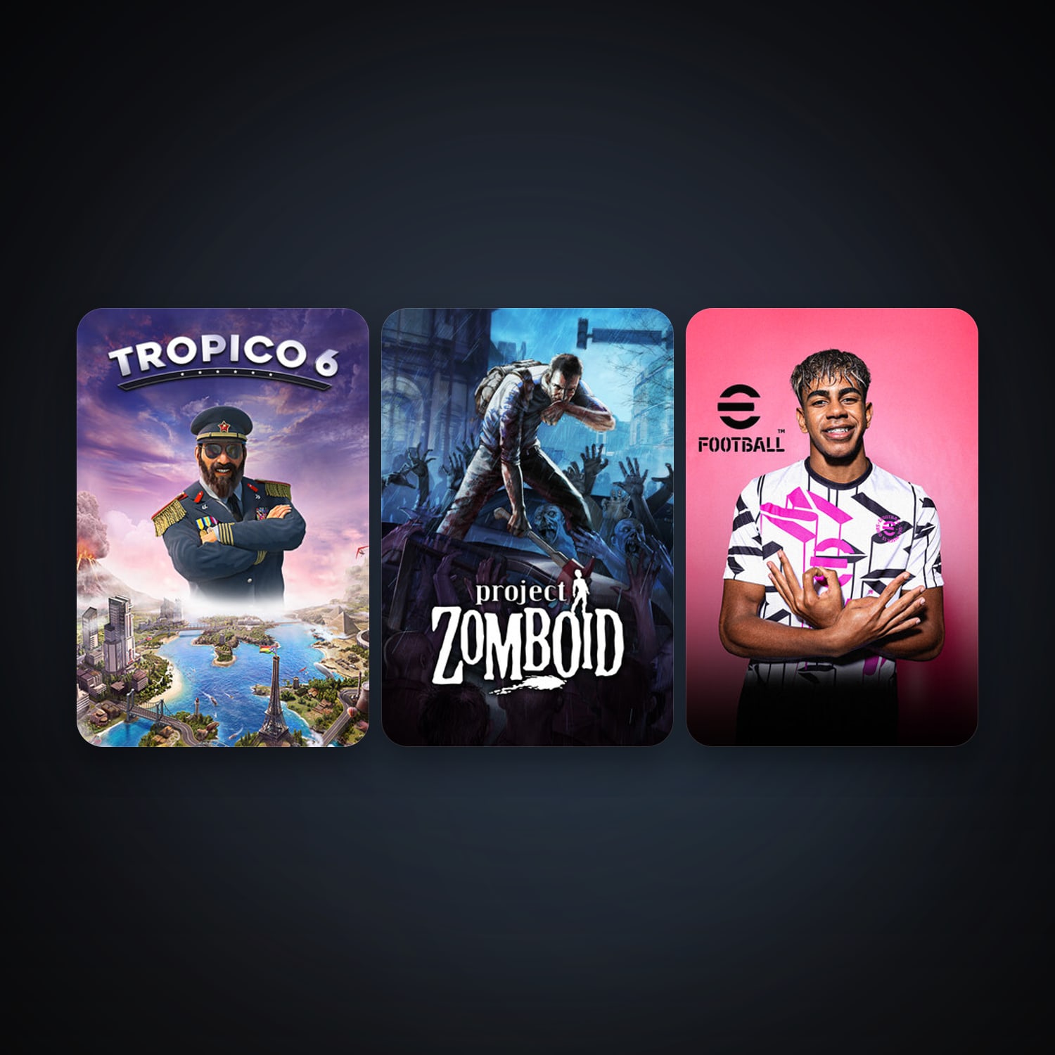 Project Zomboid + Tropico 6, 4 games, clean — HabibiAccounts