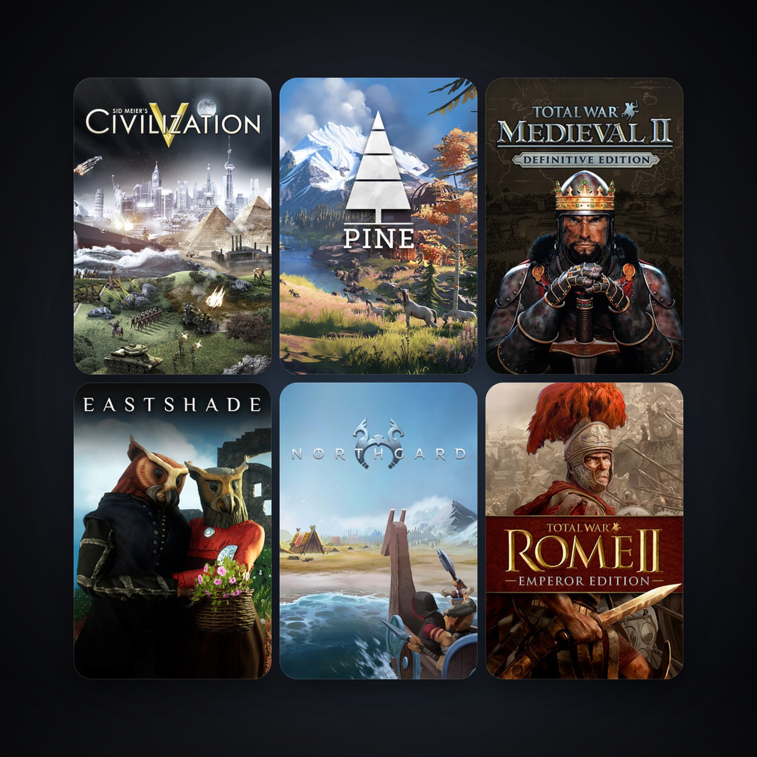 Medieval II: Total War + Sid Meier's Civilization V, 32 games, clean — HabibiAccounts