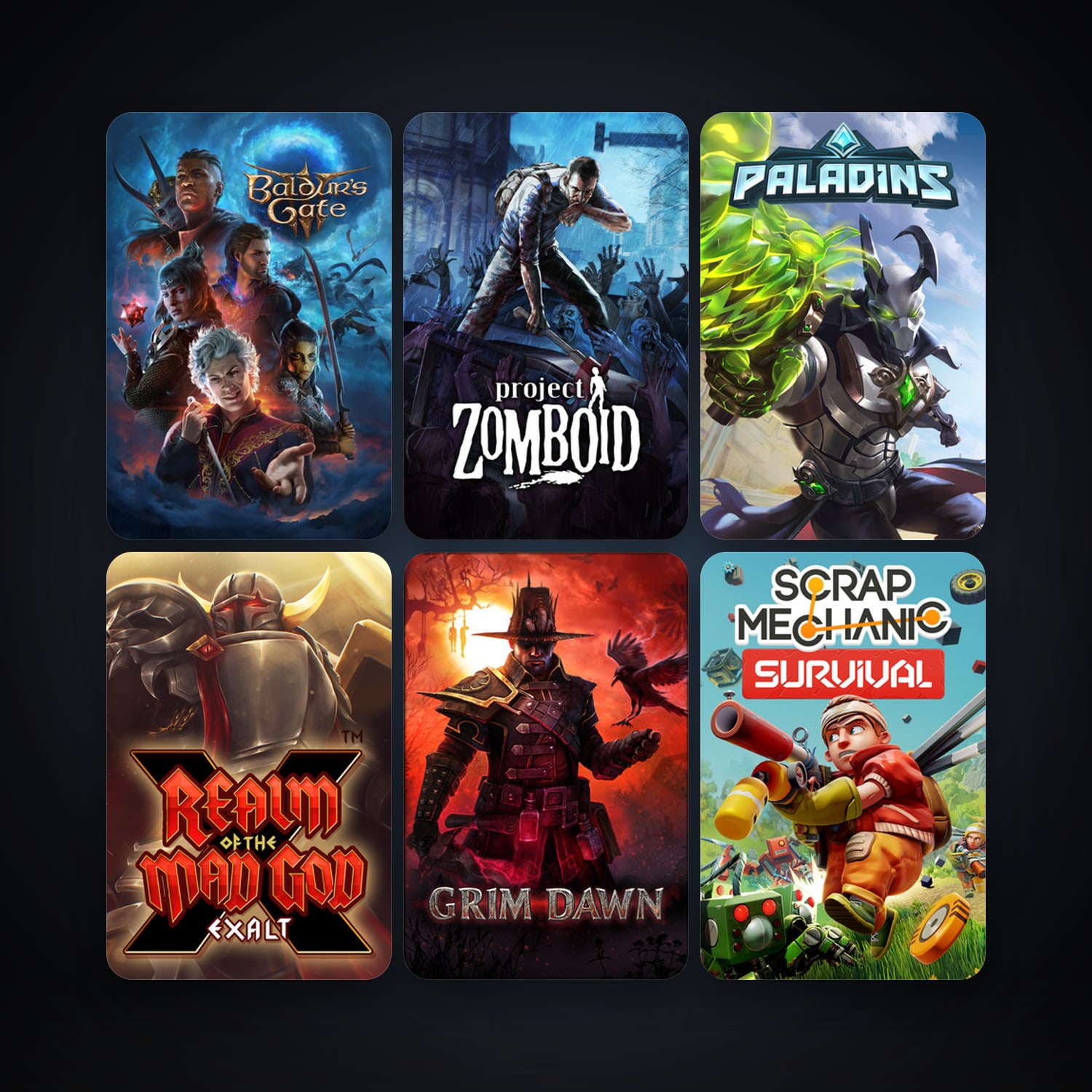 Project Zomboid + Realm of the Mad God, 115 games, clean — HabibiAccounts