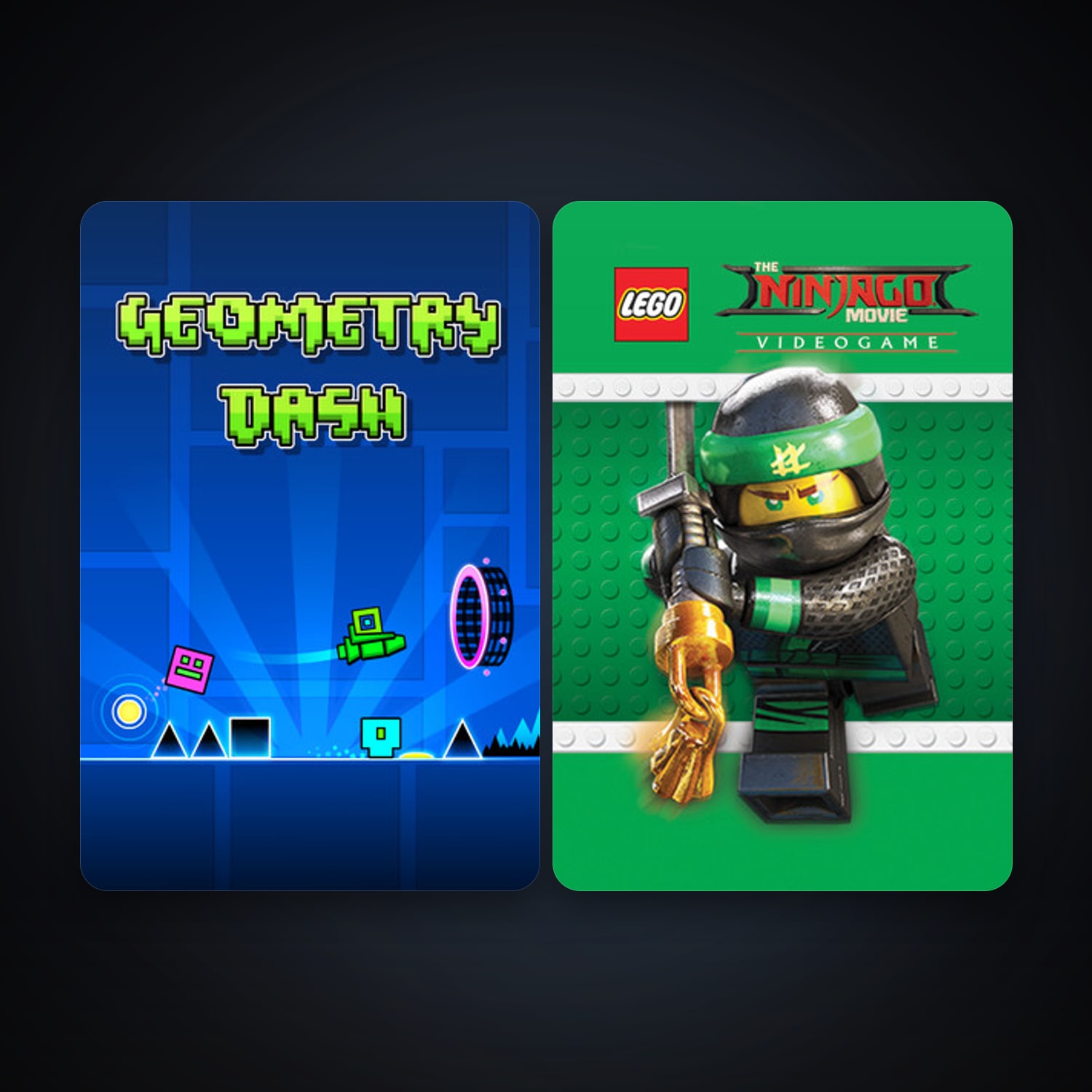 Geometry Dash + The LEGO NINJAGO Movie Video Game, 3 games, clean — HabibiAccounts