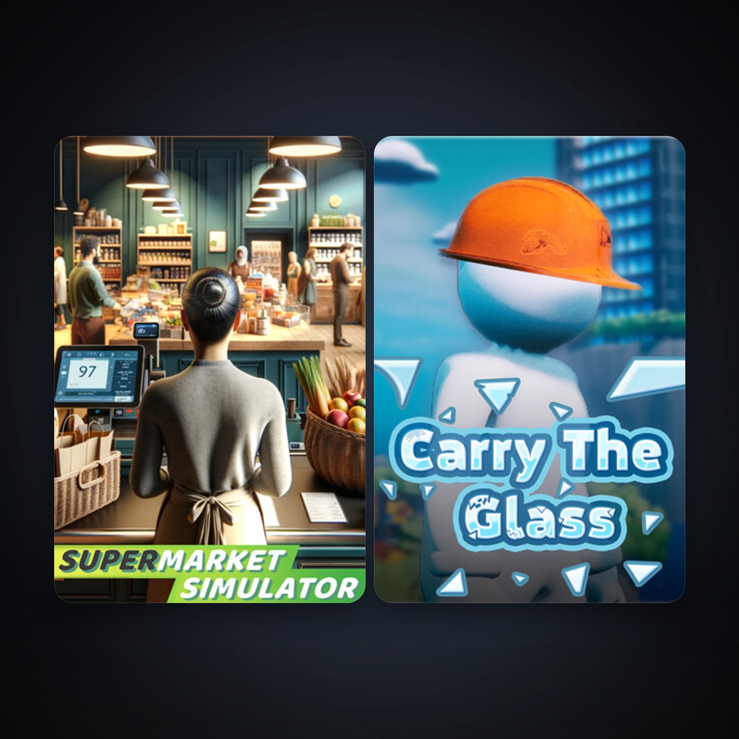 Supermarket Simulator + Carry The Glass, 4 games, clean — HabibiAccounts