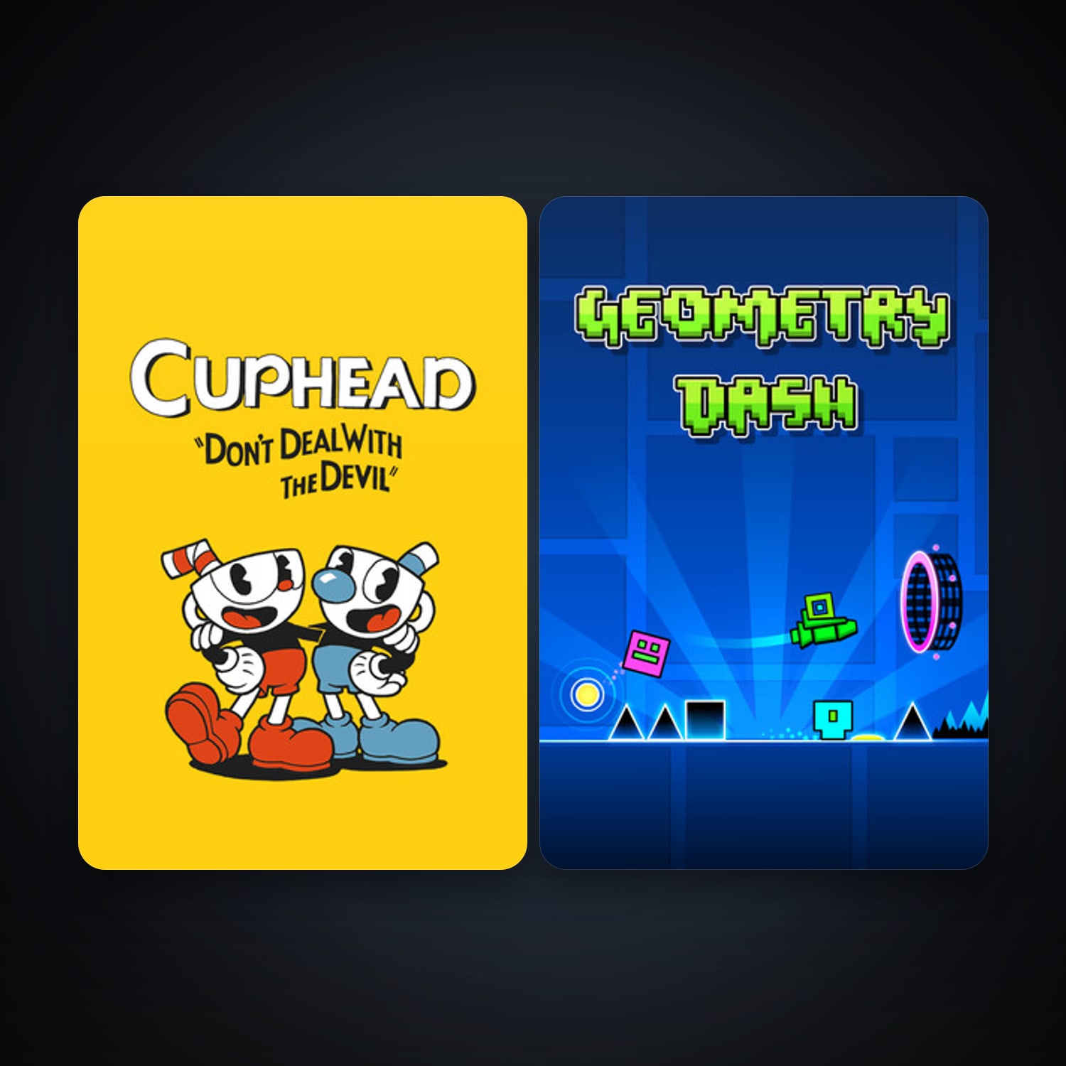 Cuphead + Geometry Dash, 5 games, clean — HabibiAccounts
