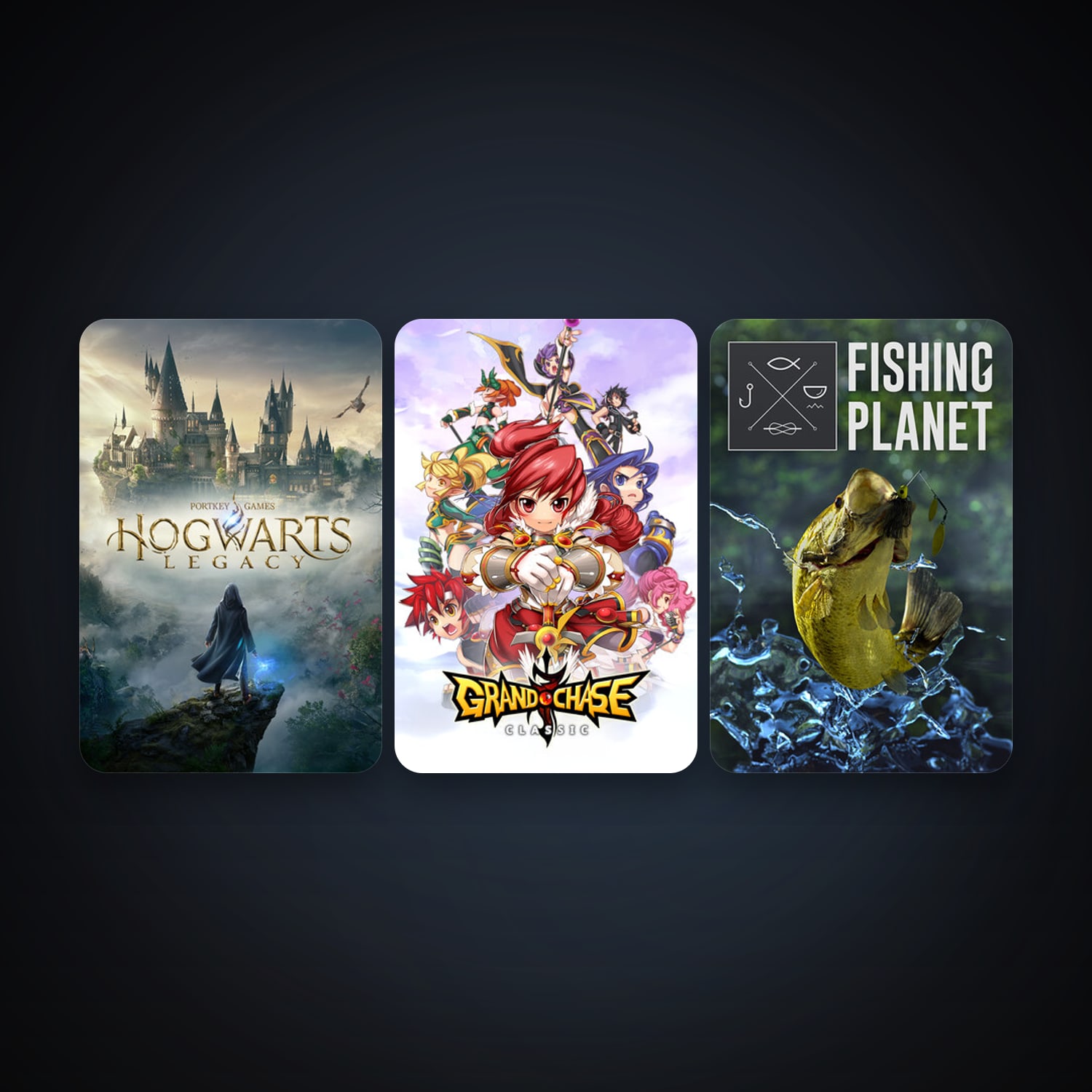 Fishing Planet + GrandChase, 5 games, clean — HabibiAccounts