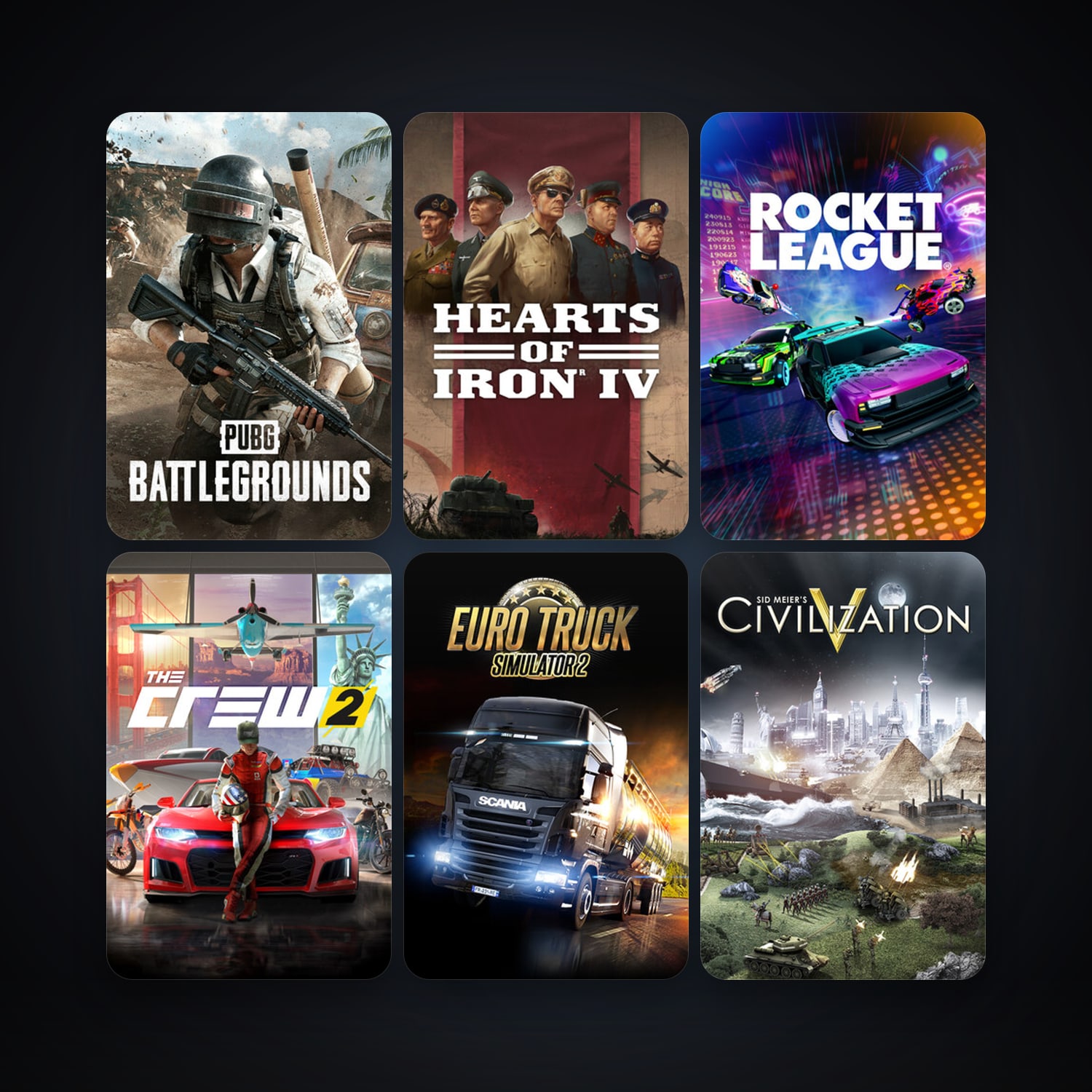 Sid Meier's Civilization V + Euro Truck Simulator 2, 36 games, Steam 15, clean — HabibiAccounts