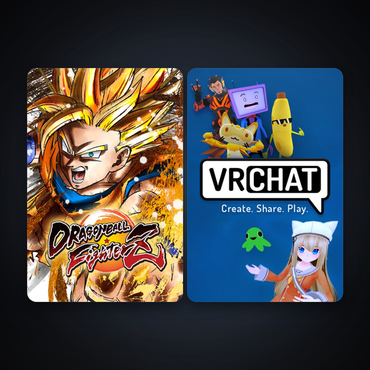 VRChat + DRAGON BALL FighterZ, 4 games, clean — HabibiAccounts