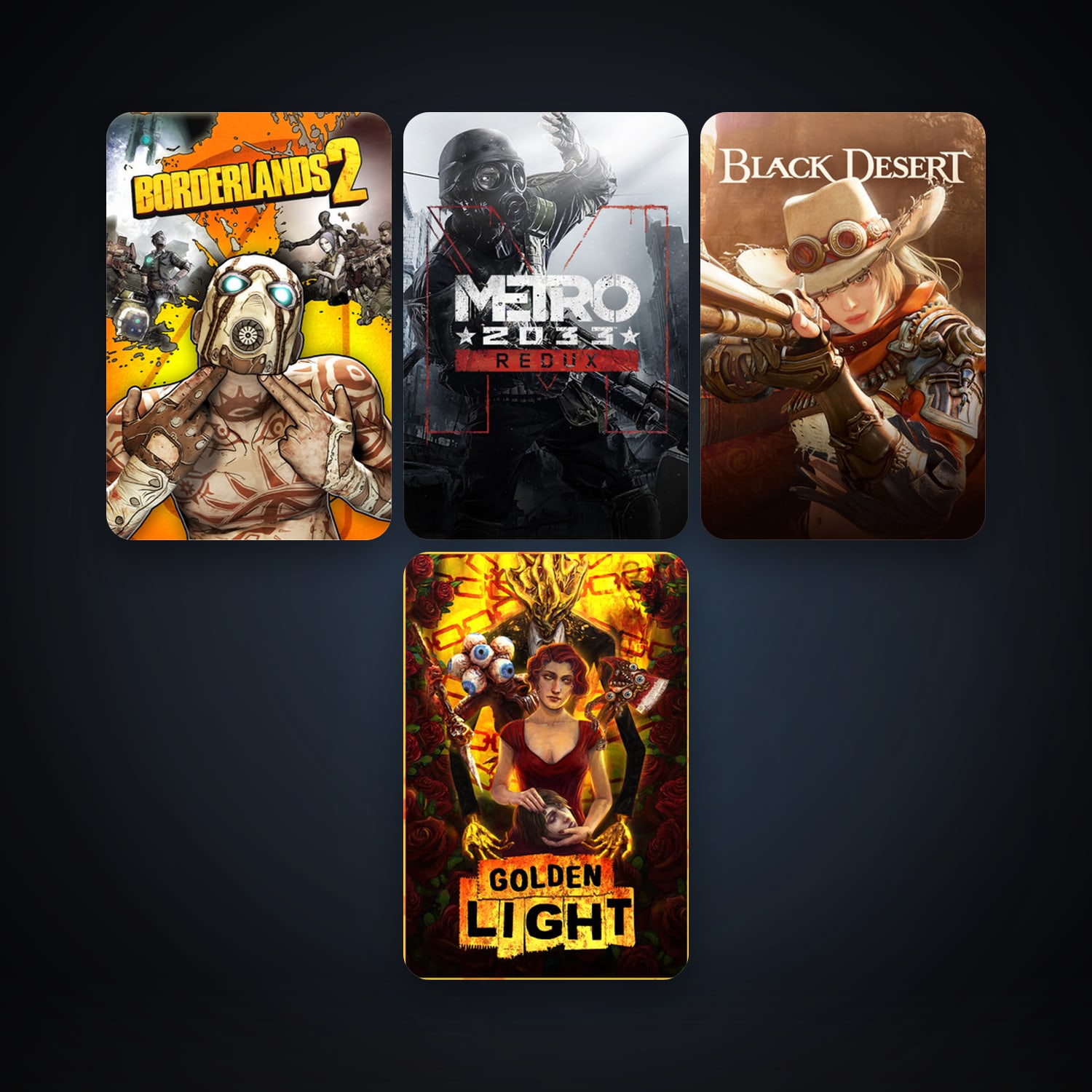 Borderlands 2 + Metro 2033 Redux, 6 games, clean — HabibiAccounts