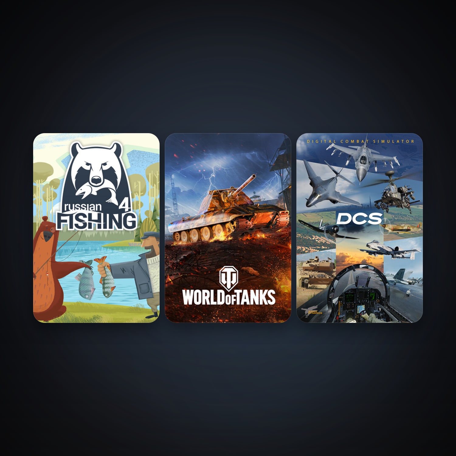 DCS World Steam Edition + Russian Fishing 4, 5 games, clean — HabibiAccounts
