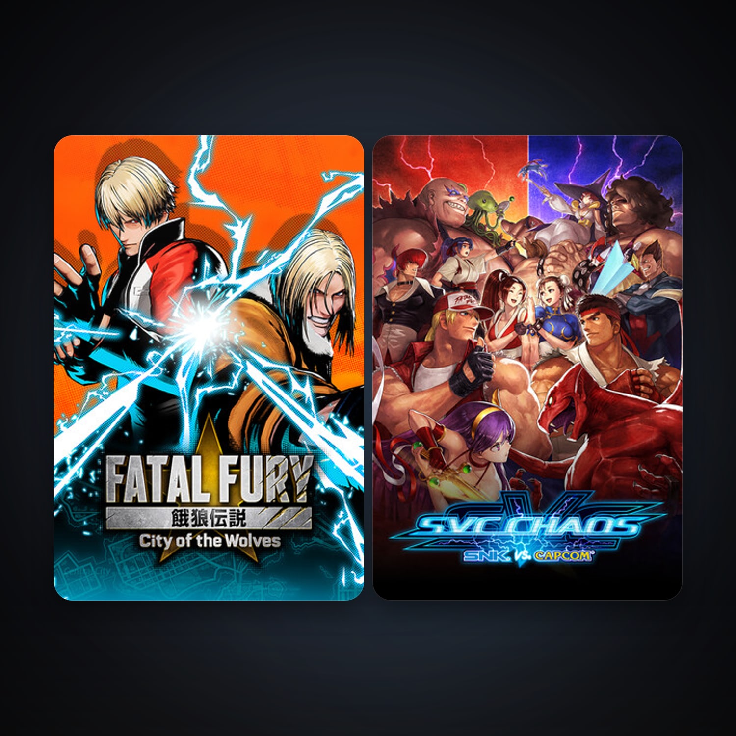 SNK VS. CAPCOM SVC CHAOS + FATAL FURY: City of the Wolves, 2 games, clean — HabibiAccounts