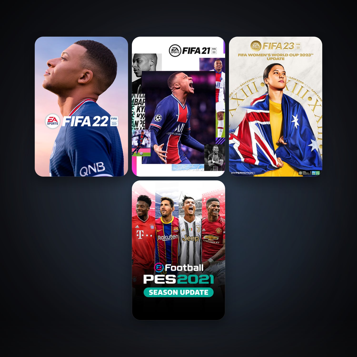 eFootball PES 2021 + EA SPORTS FIFA 21, 6 games, clean — HabibiAccounts