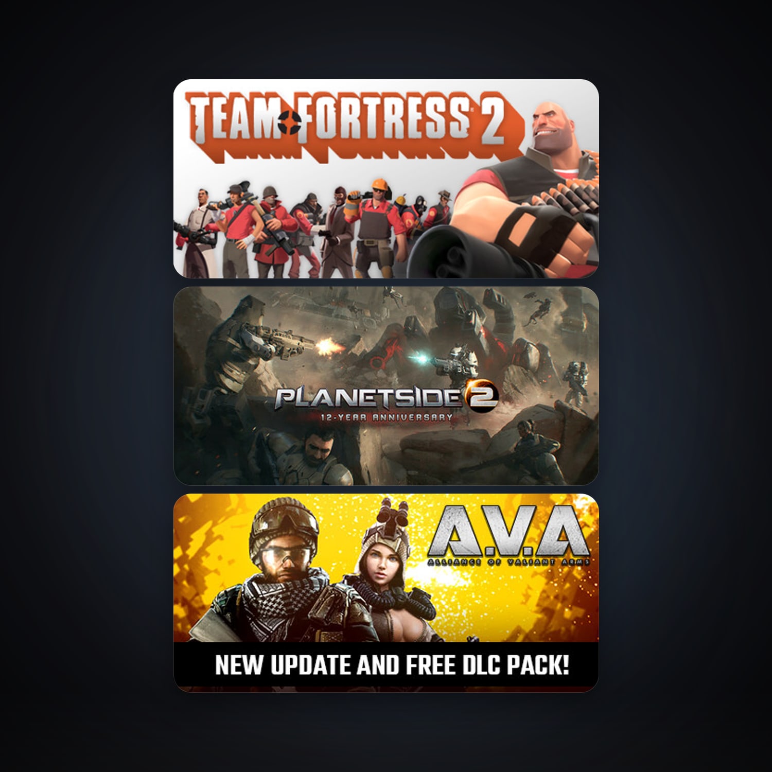 Team Fortress 2 + A.V.A. Alliance of Valiant Arms, 5 games, clean — HabibiAccounts