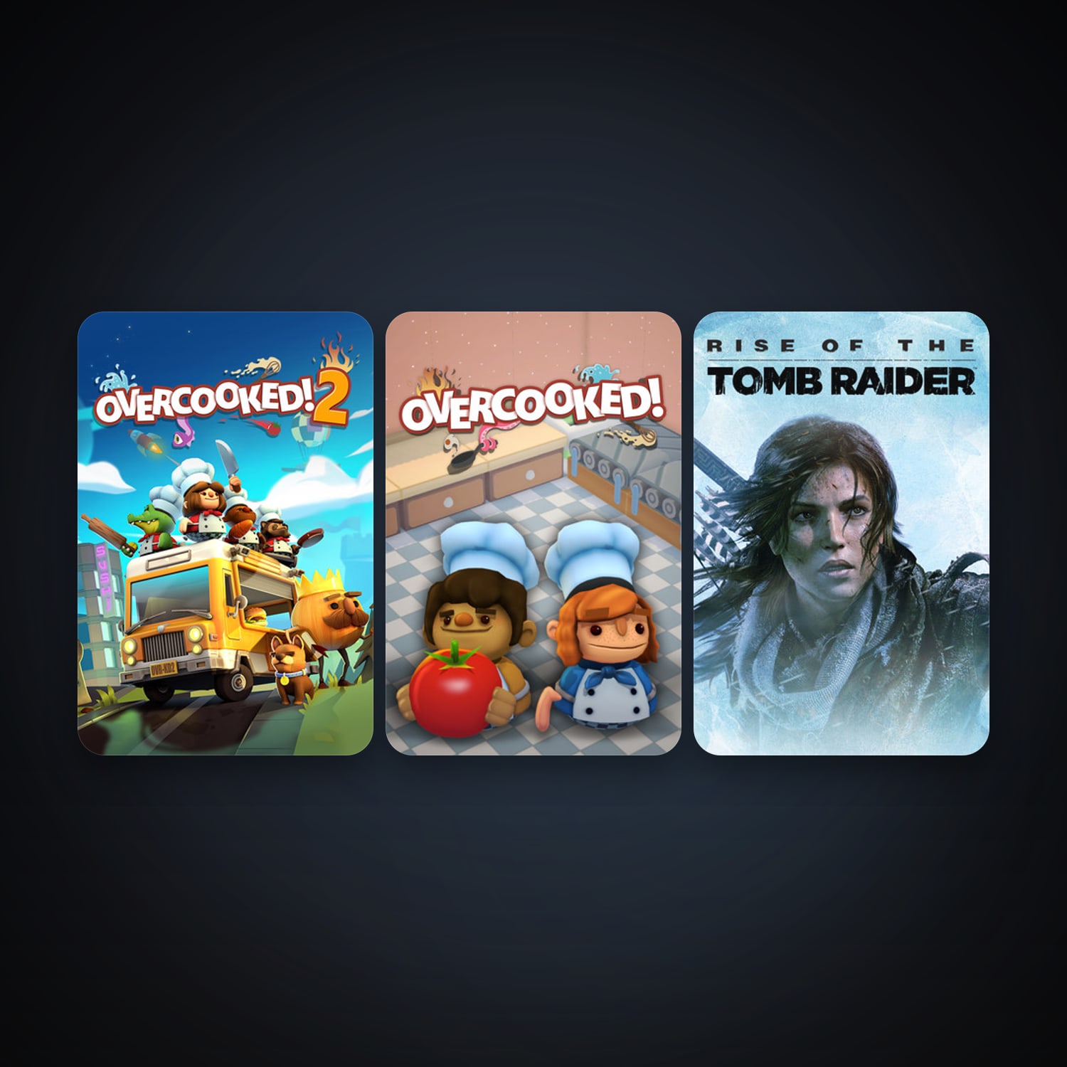 Rise of the Tomb Raider + Overcooked, 4 games, clean — HabibiAccounts