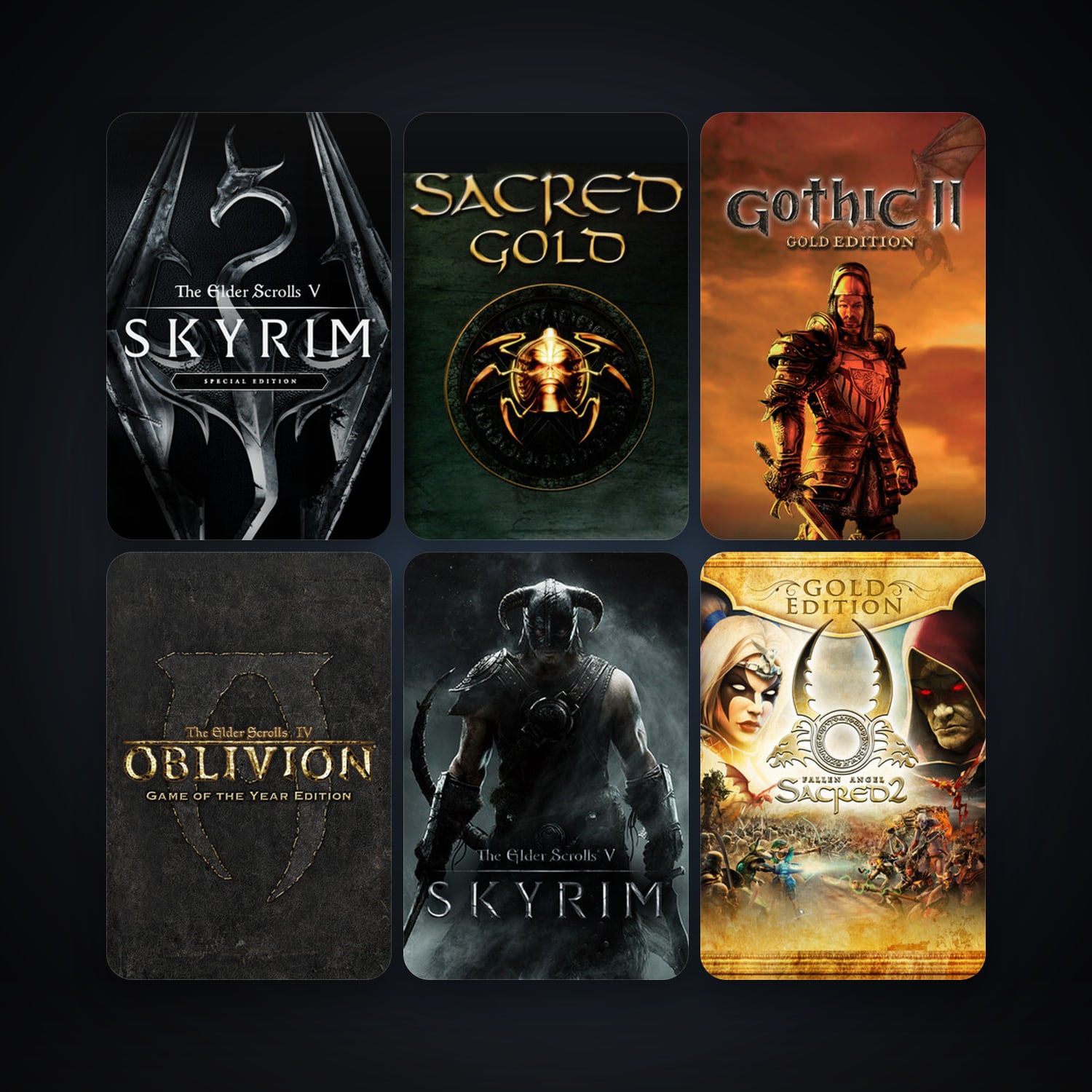 Sacred Gold + The Elder Scrolls IV: Oblivion Game of the Year Edition, 49 games, Steam 10, clean — HabibiAccounts