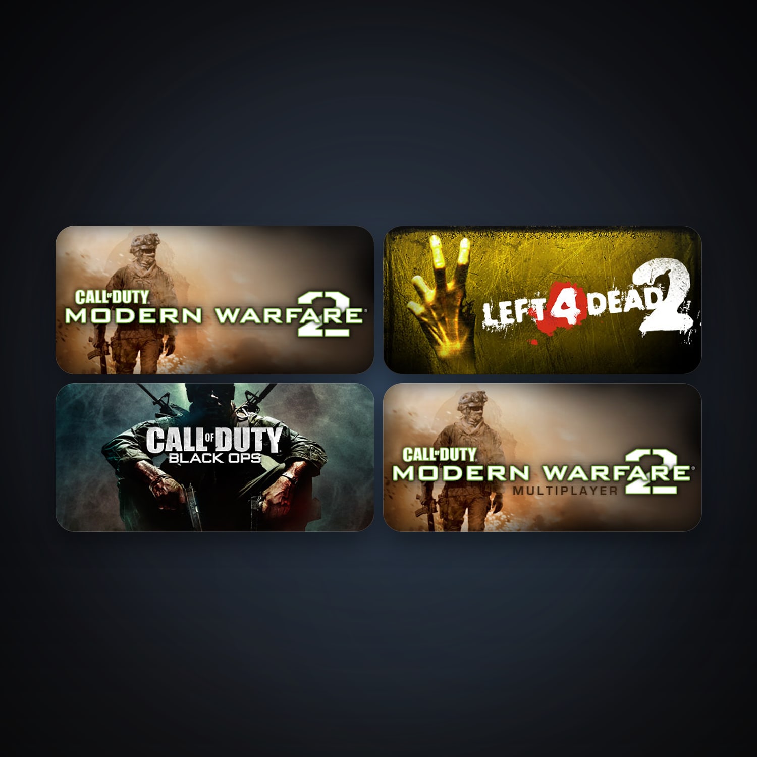 Left 4 Dead 2 + Call of Duty: Modern Warfare 2 (2009), 6 games, clean — HabibiAccounts