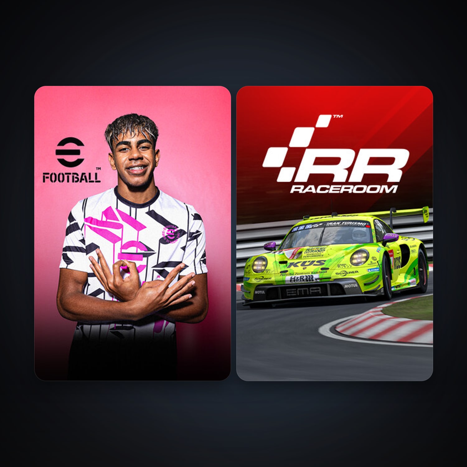 RaceRoom Racing Experience + eFootball 2024, 2 games, clean — HabibiAccounts