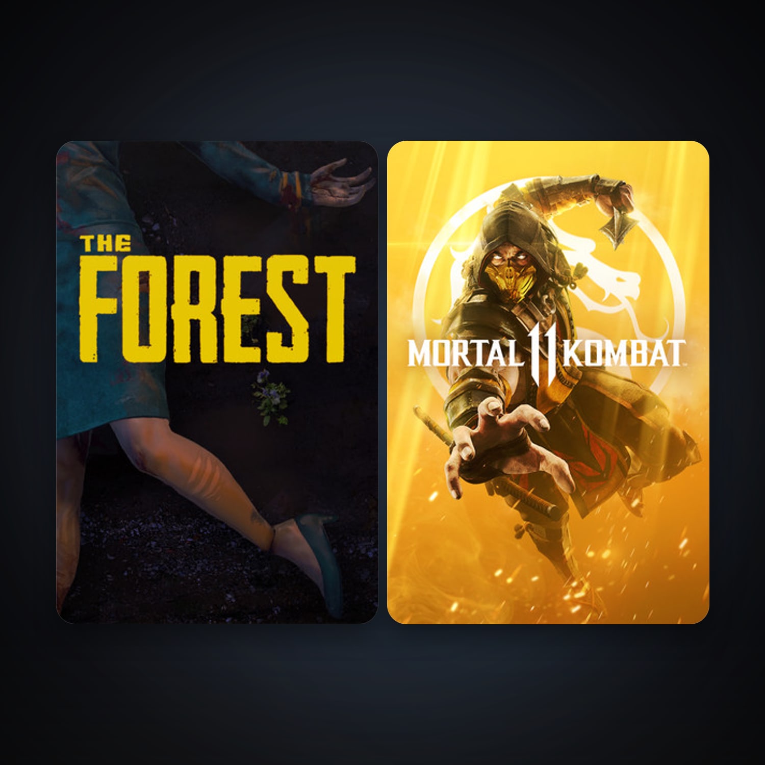 The Forest + Mortal Kombat 11, 3 games, clean — HabibiAccounts
