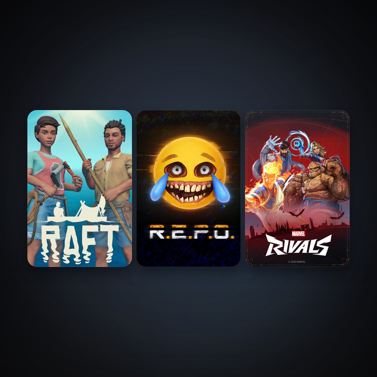 Raft + Marvel Rivals, 4 games, clean — HabibiAccounts