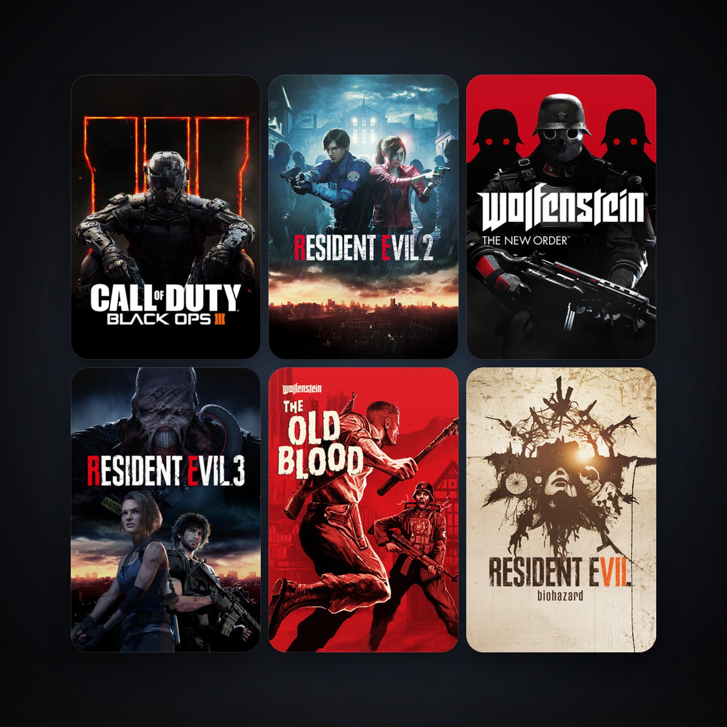 Wolfenstein: The New Order + Call of Duty: Black Ops III, 9 games, clean — HabibiAccounts