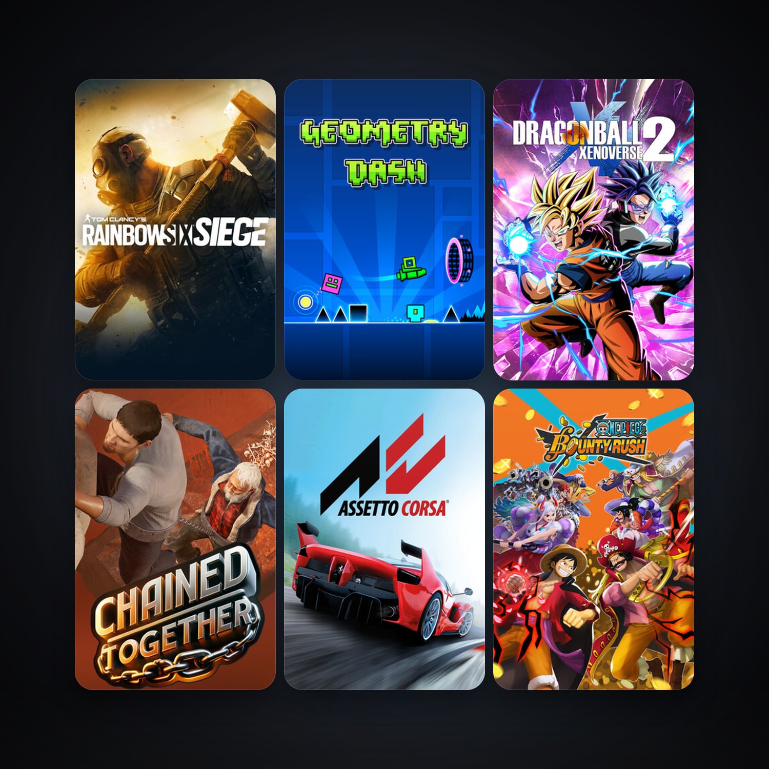 Assetto Corsa + Geometry Dash, 29 games, clean — HabibiAccounts