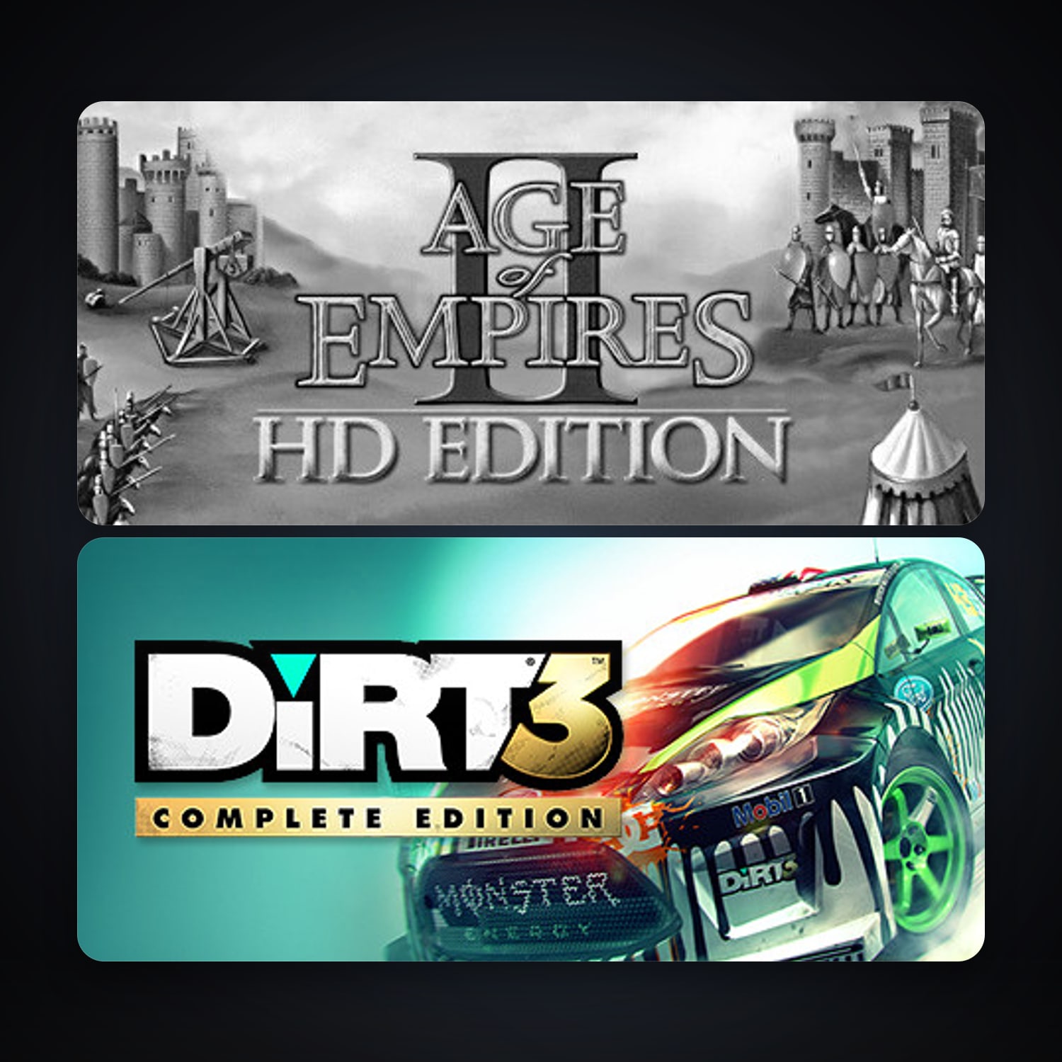 Age of Empires II + DiRT 3 Complete Edition, 2 games, clean — HabibiAccounts