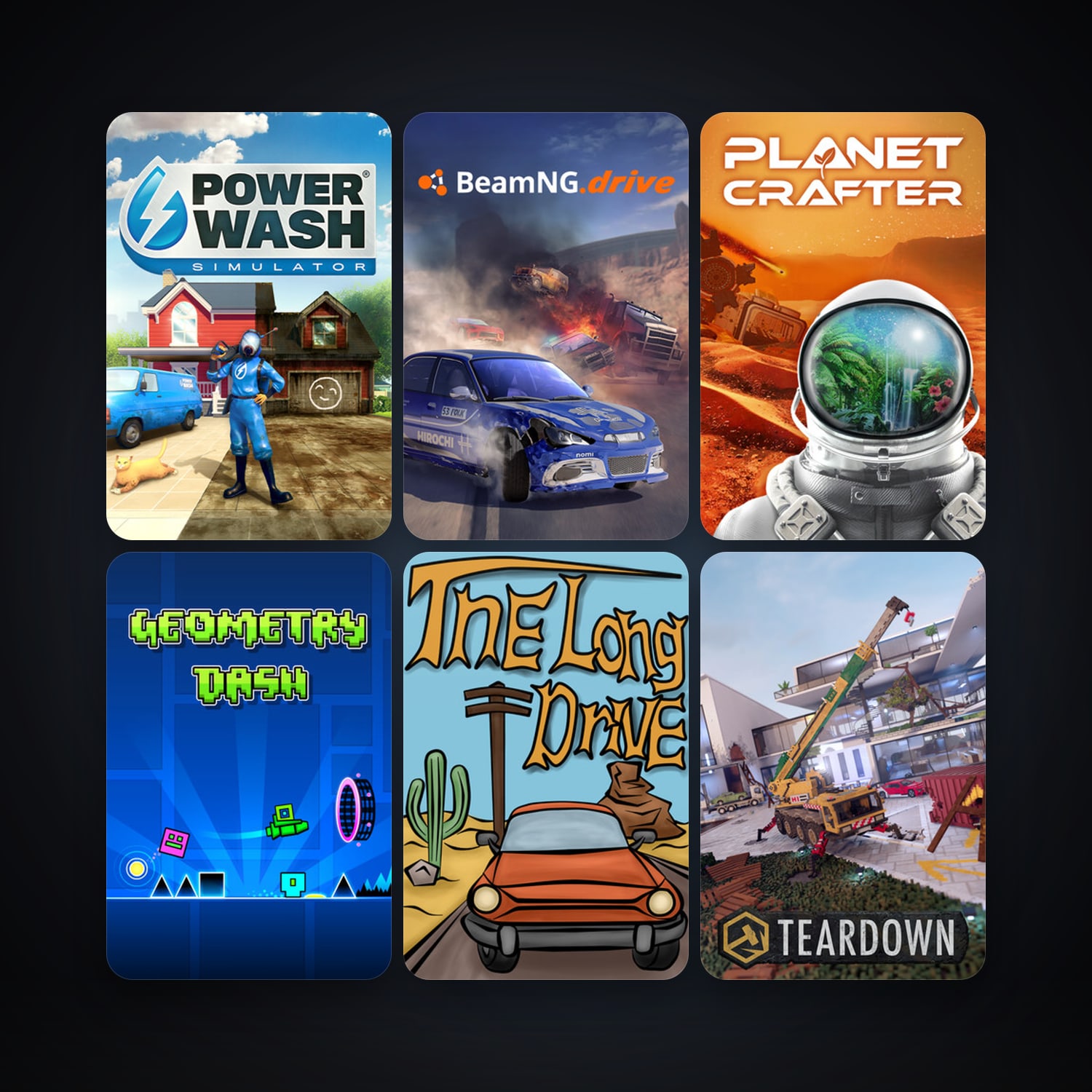 BeamNG.drive + Geometry Dash, 160 games, clean — HabibiAccounts