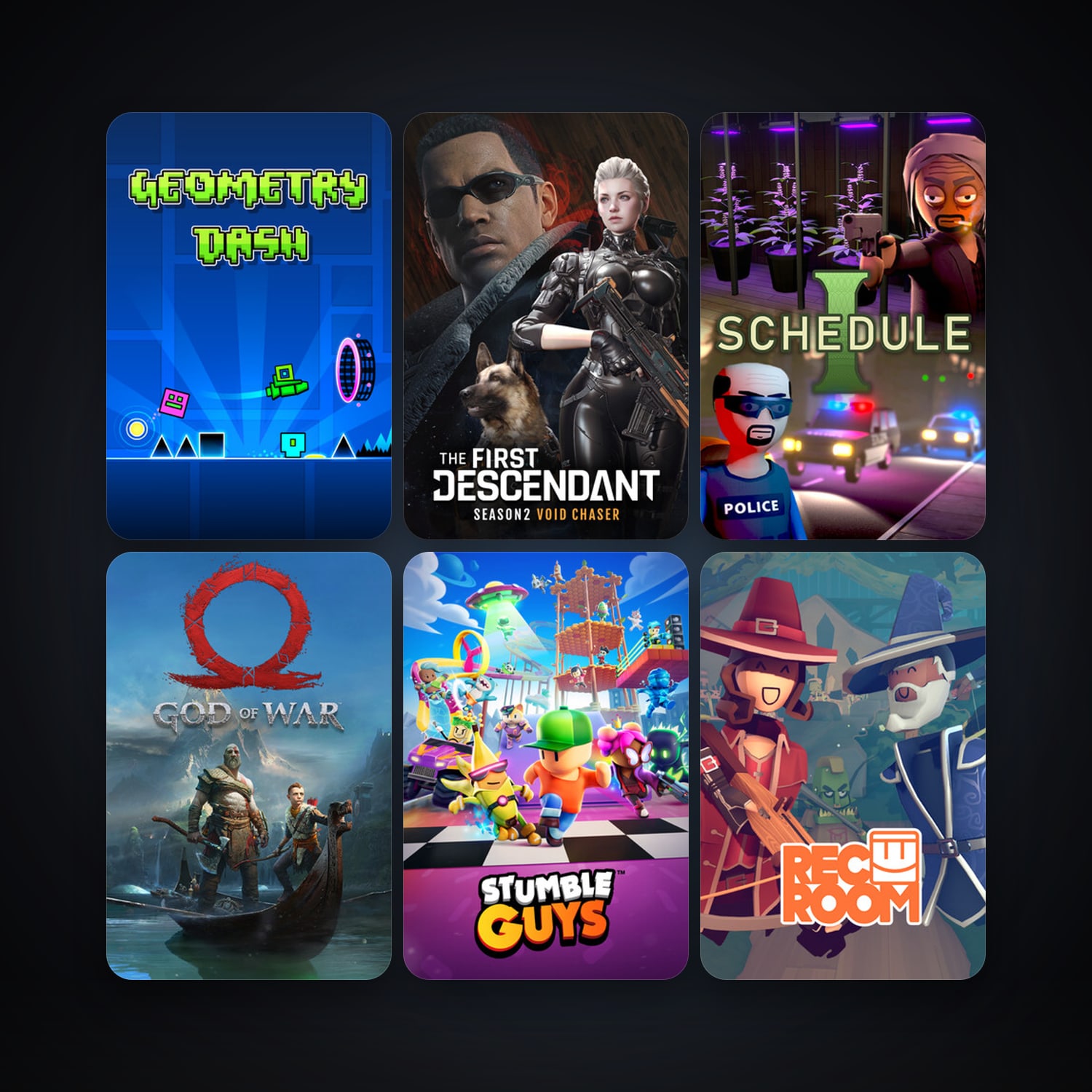 Geometry Dash + Rec Room, 83 games, clean — HabibiAccounts