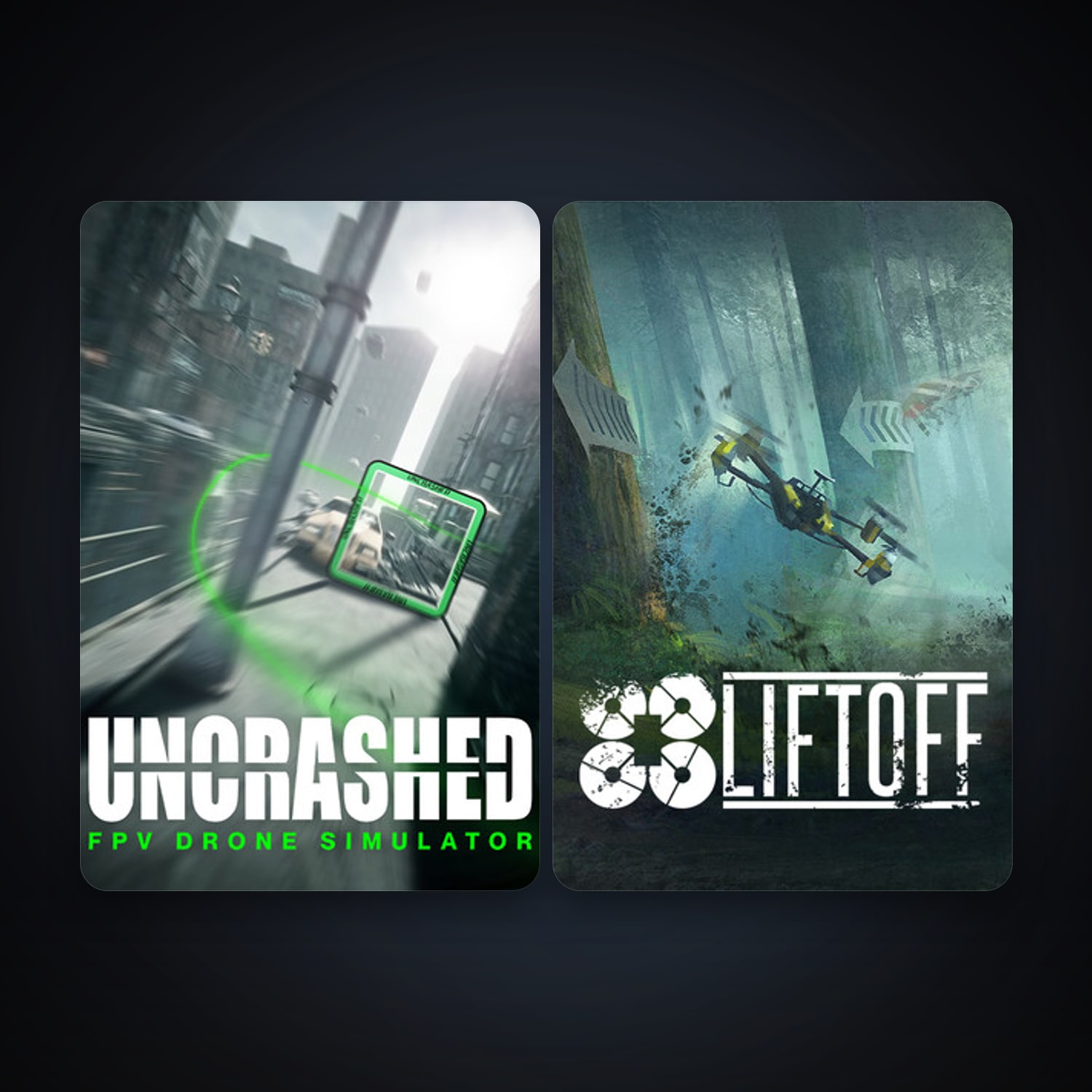 Liftoff: FPV Drone Racing + Uncrashed : FPV Drone Simulator, 5 games, clean — HabibiAccounts