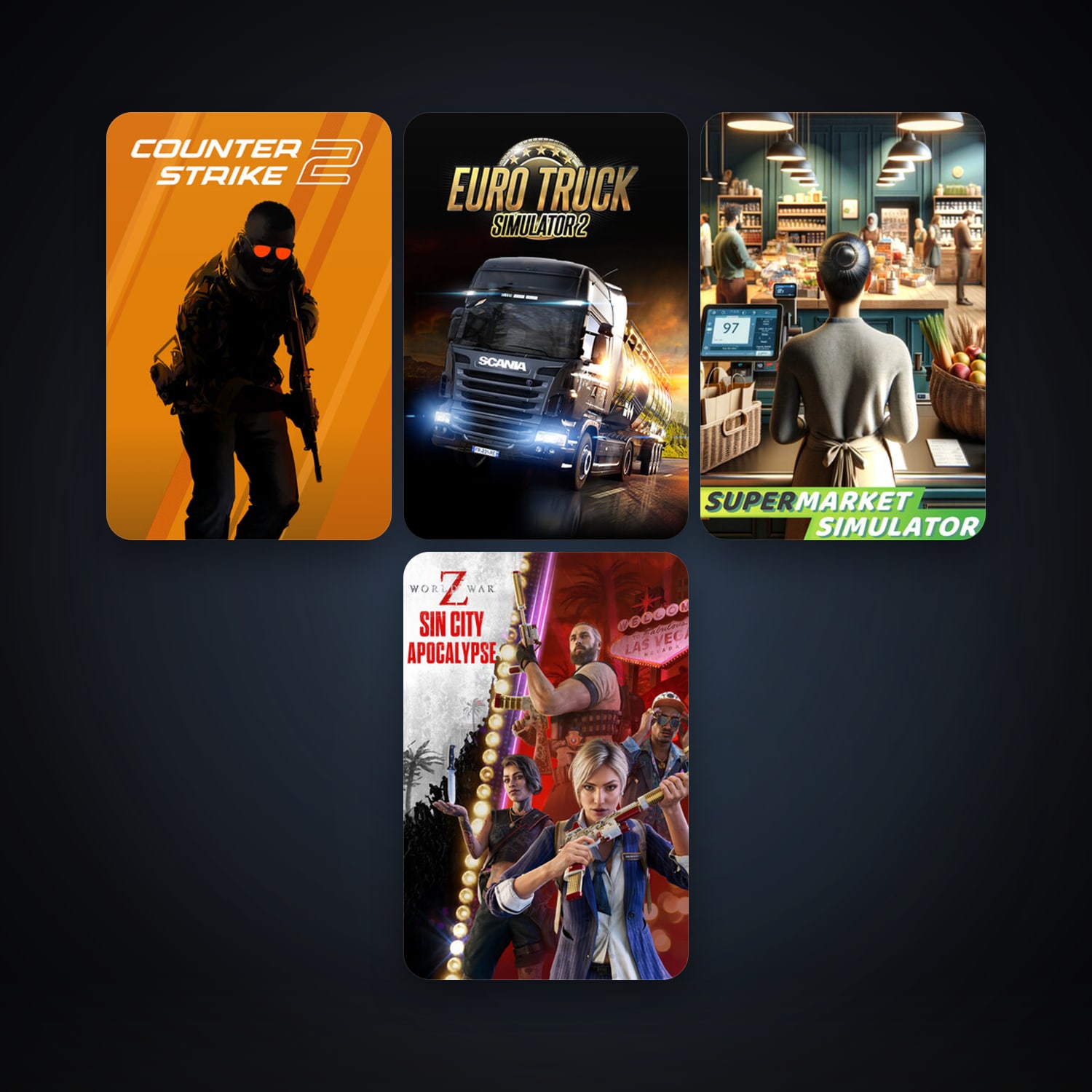 CS2 Prime + Euro Truck Simulator 2, 4 games, clean — HabibiAccounts