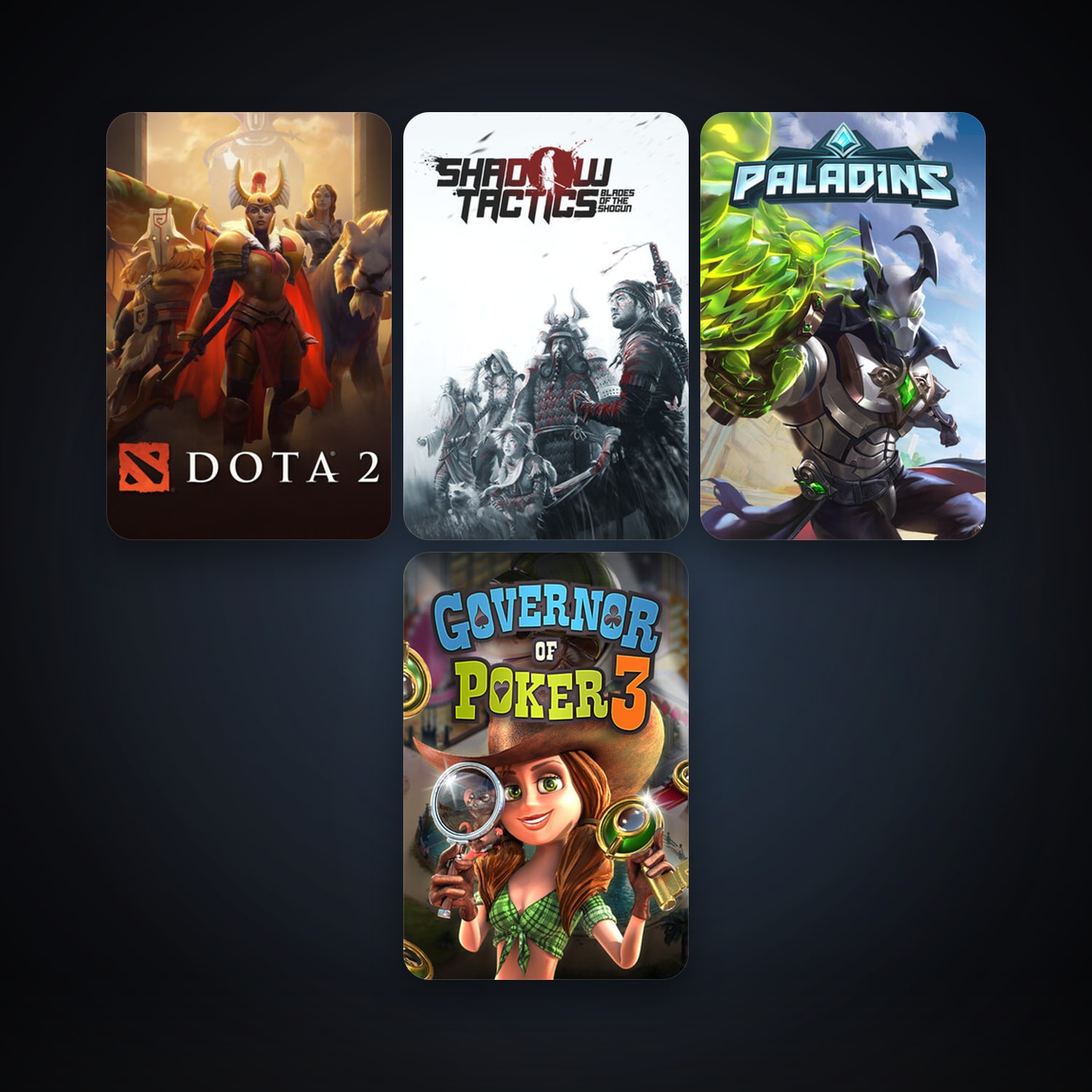 Dota 2 + Shadow Tactics: Blades of the Shogun, 8 games, clean — HabibiAccounts