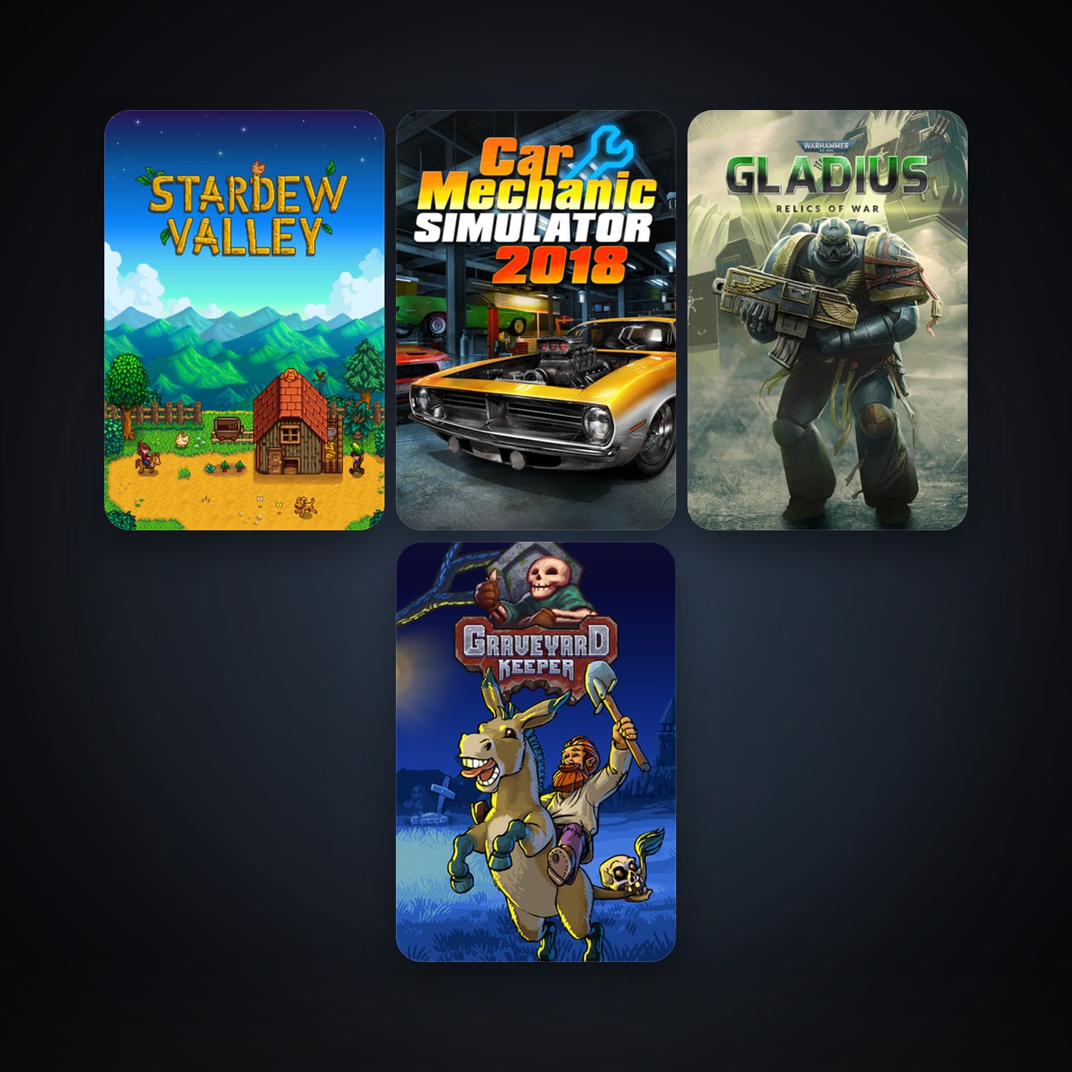 Stardew Valley + Warhammer 40,000: Gladius - Relics of War, 5 games, clean — HabibiAccounts