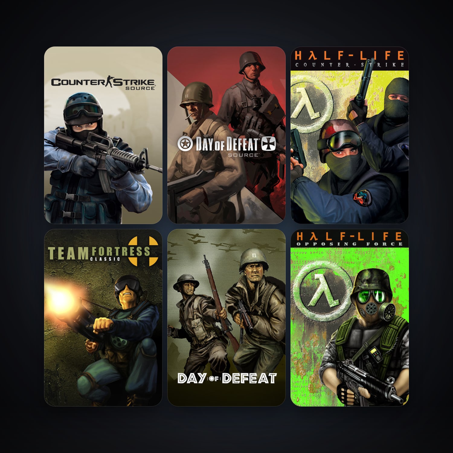 Counter-Strike + Team Fortress Classic, 15 games, Steam 11, clean — HabibiAccounts