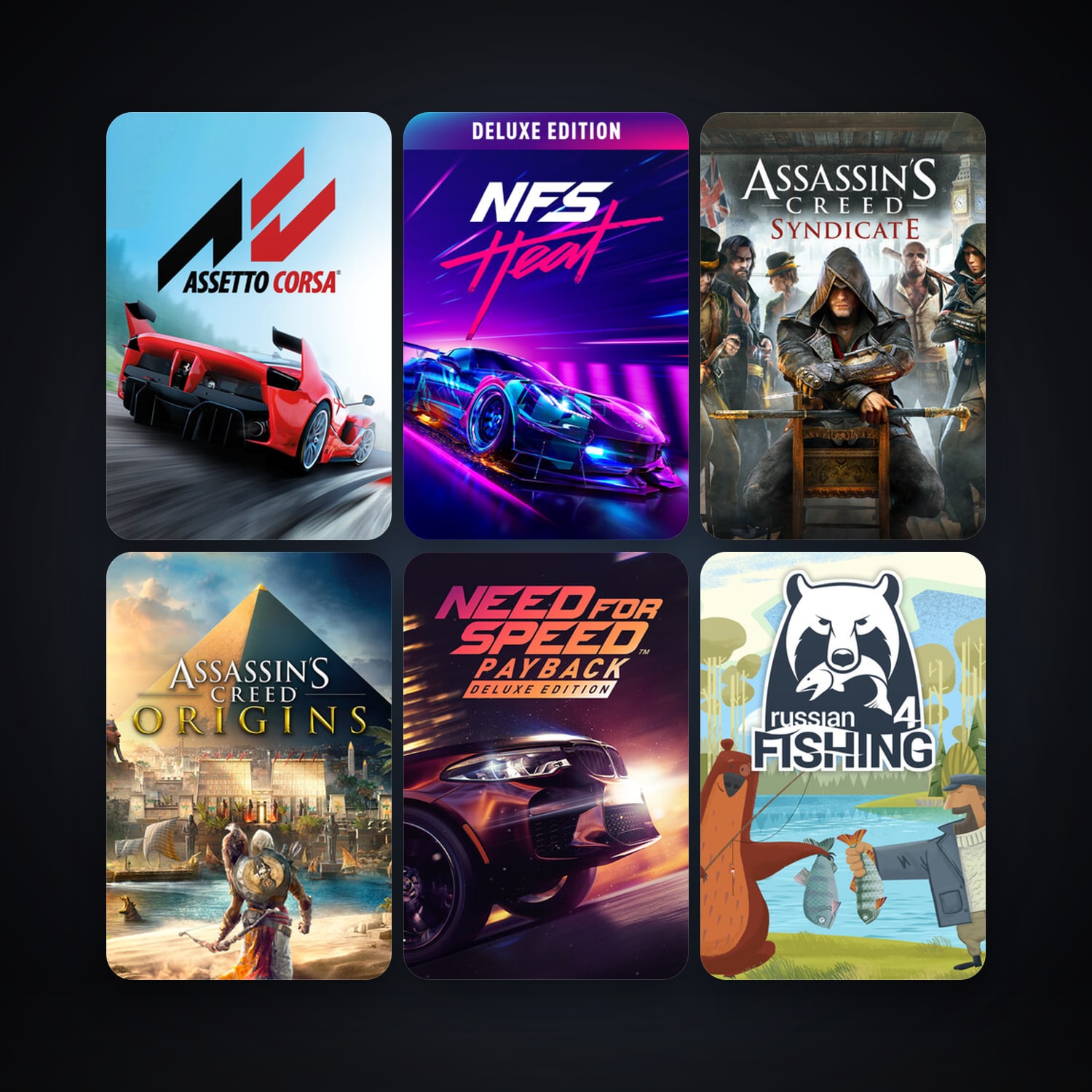 Assetto Corsa + Assassin's Creed Syndicate, 17 games, clean — HabibiAccounts