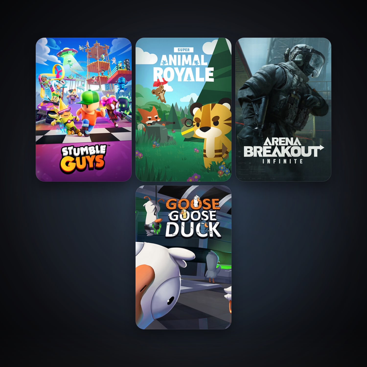 Super Animal Royale + Goose Goose Duck, 9 games, clean — HabibiAccounts