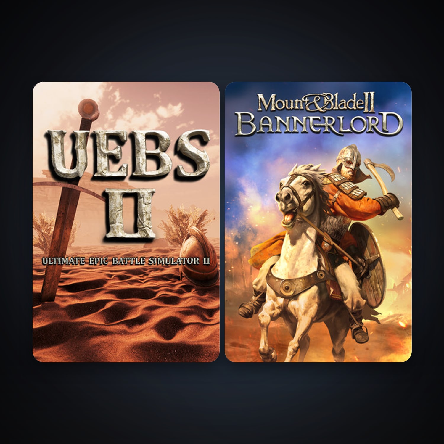 Mount & Blade II: Bannerlord + Ultimate Epic Battle Simulator 2, 3 games, clean — HabibiAccounts