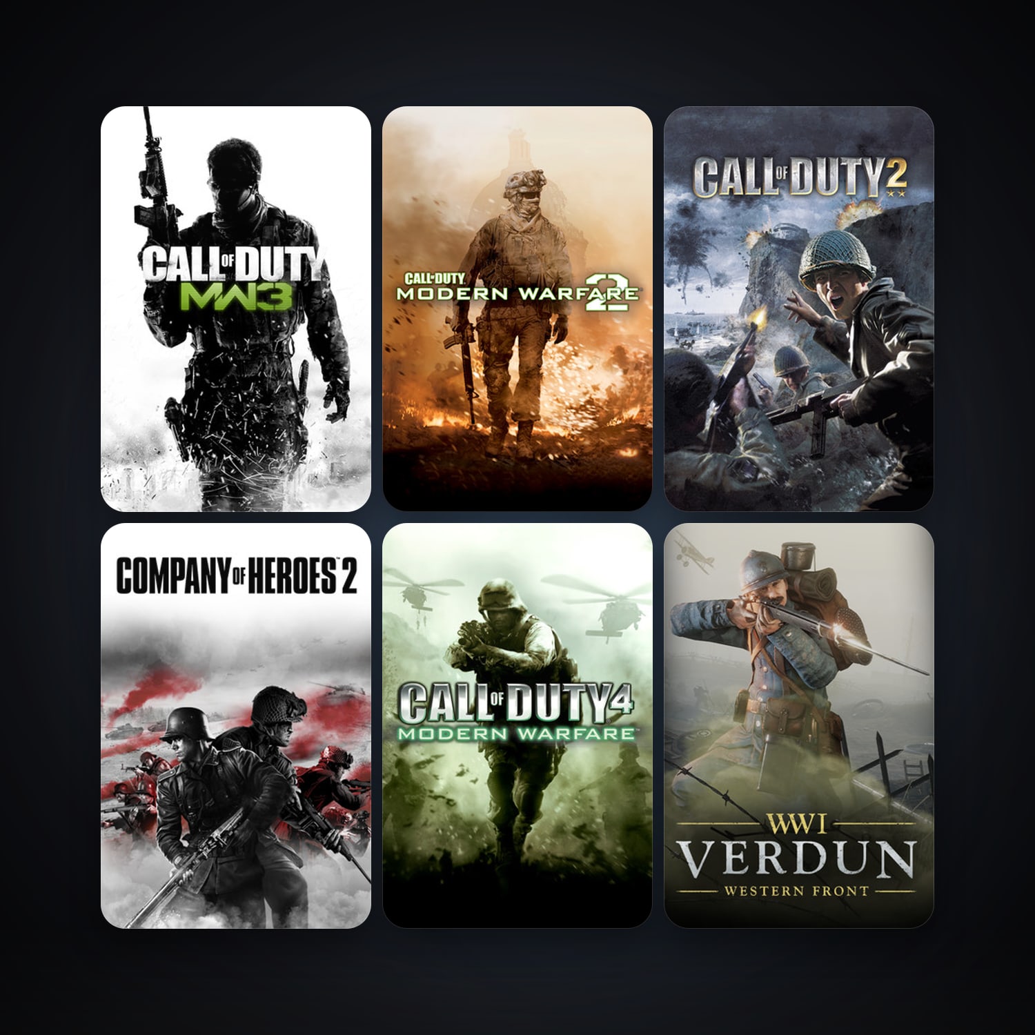 Call of Duty 2 + Call of Duty 4: Modern Warfare, 13 games, clean — HabibiAccounts