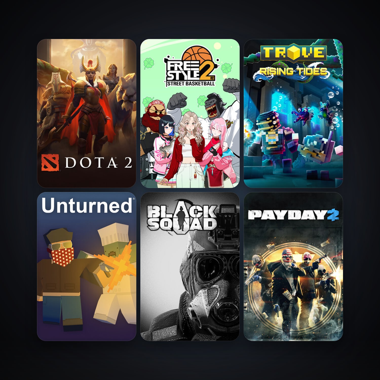 Dota 2 + PAYDAY 2, 7 games, clean — HabibiAccounts