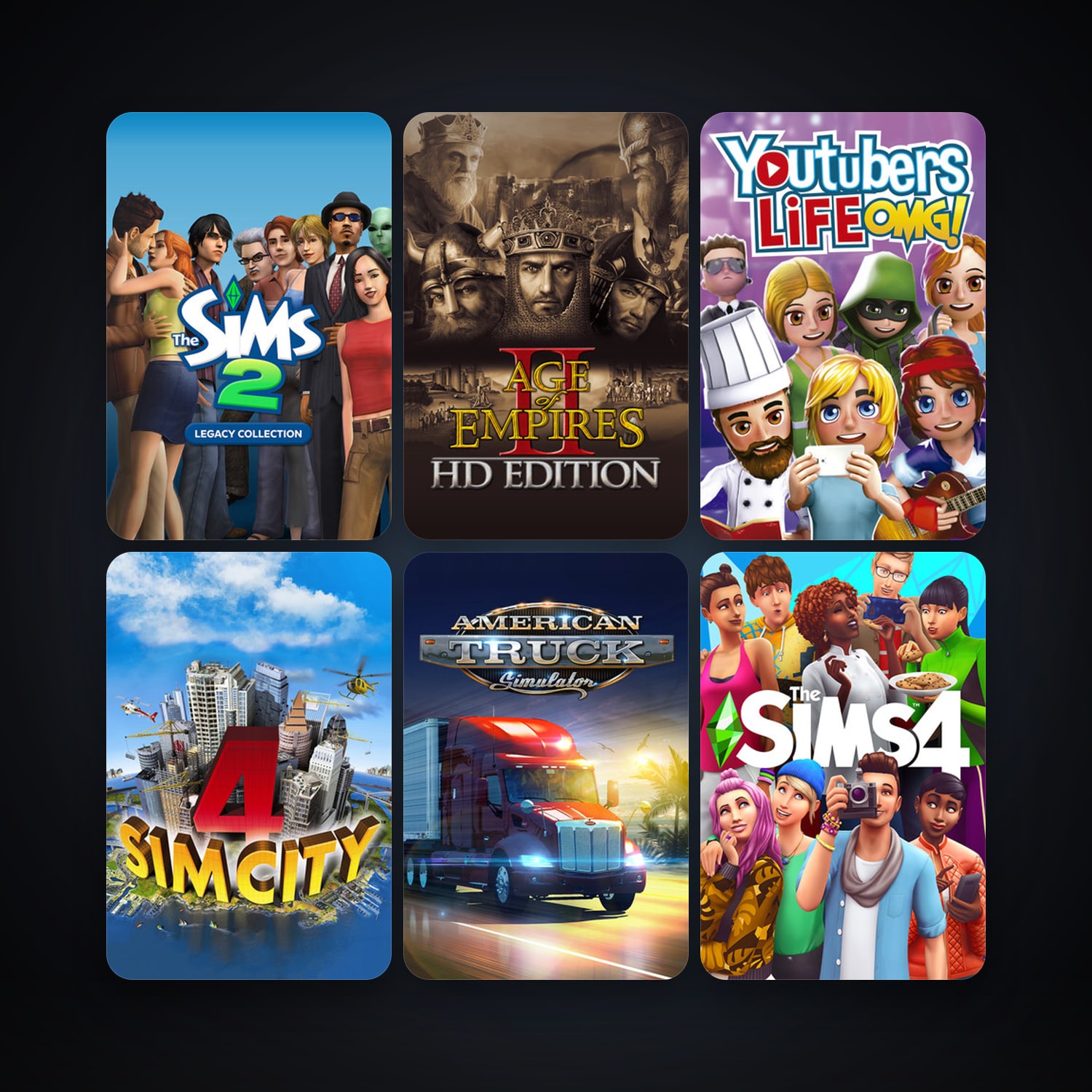 SimCity 4 Deluxe Edition + Age of Empires II, 8 games, clean — HabibiAccounts