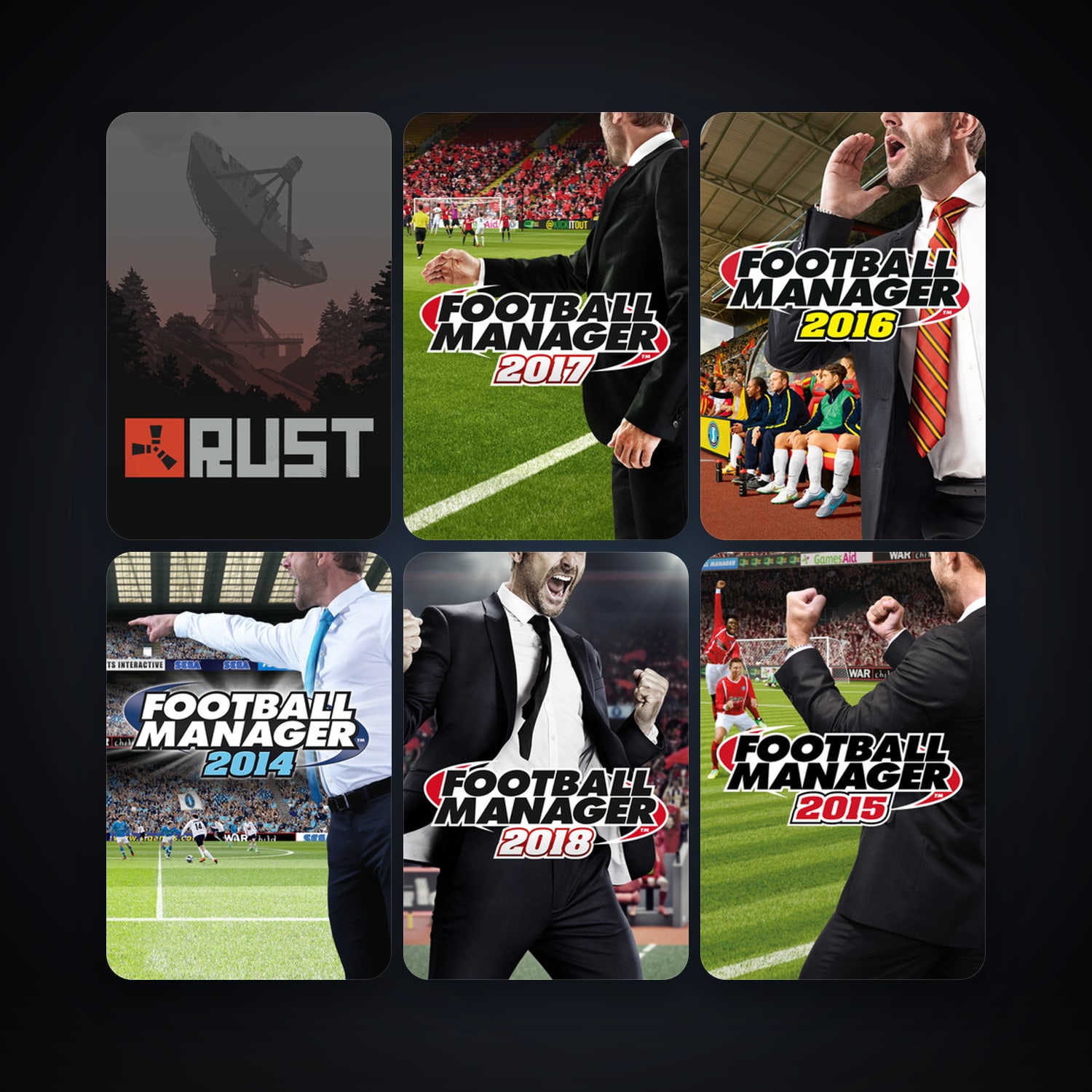 Football Manager 2014 + Rust, 103 games, Steam 28, clean — HabibiAccounts
