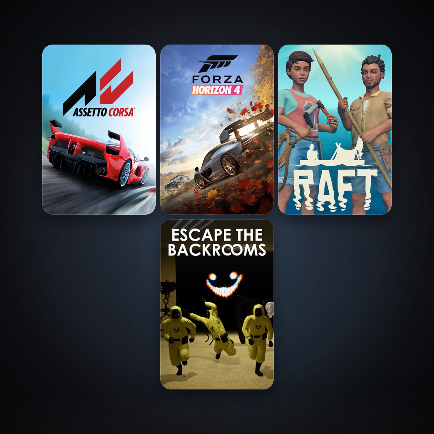 Assetto Corsa + Raft, 7 games, clean — HabibiAccounts