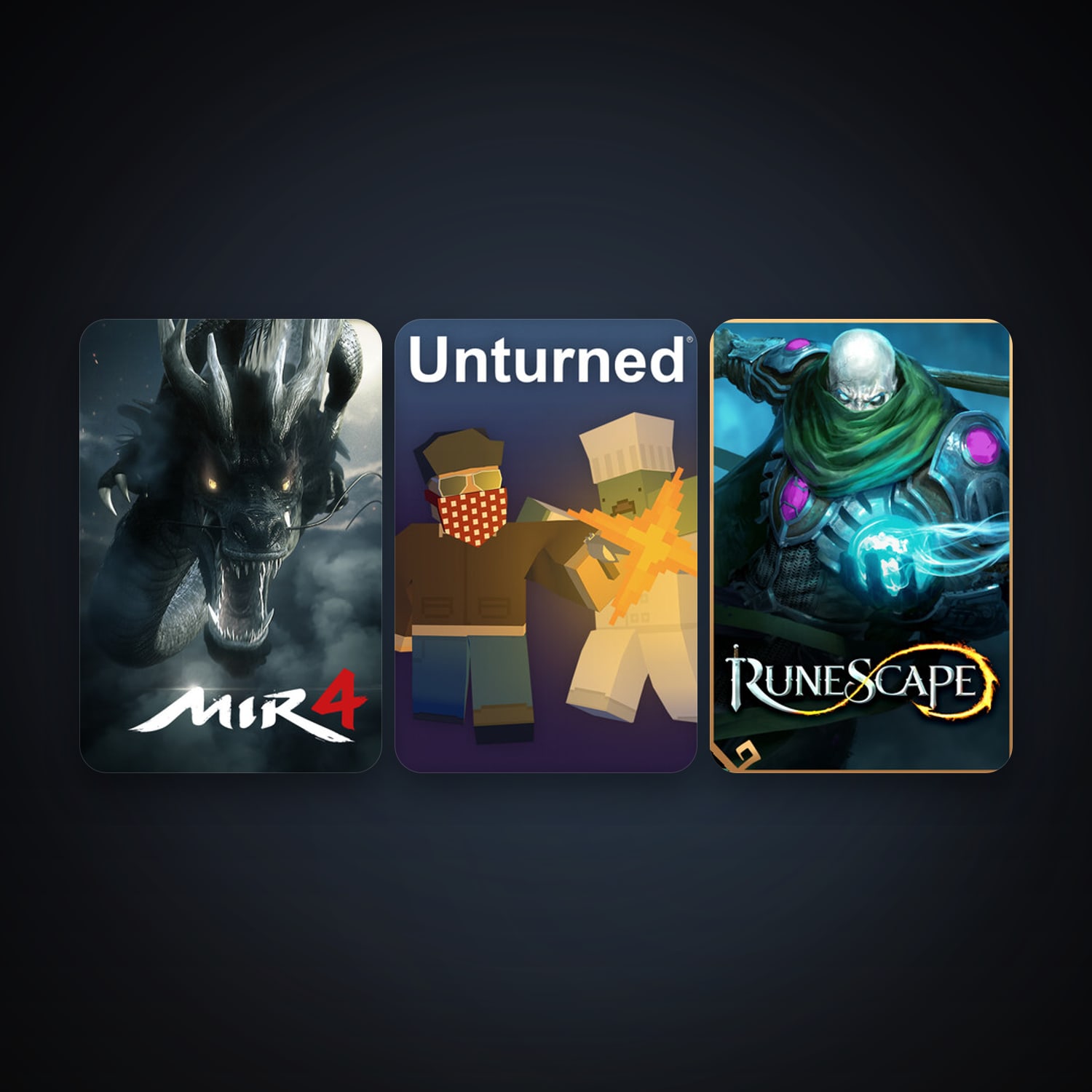 Unturned + RuneScape, 6 games, clean — HabibiAccounts