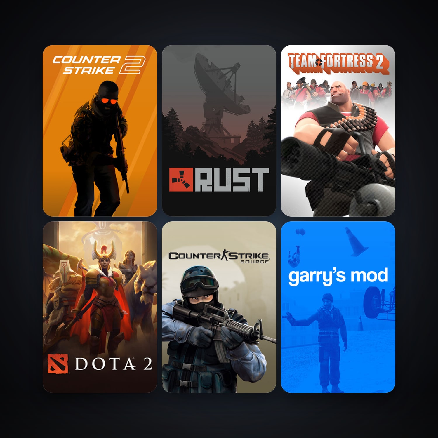 Counter-Strike: Source + Team Fortress 2, 53 games, Steam 16, clean — HabibiAccounts