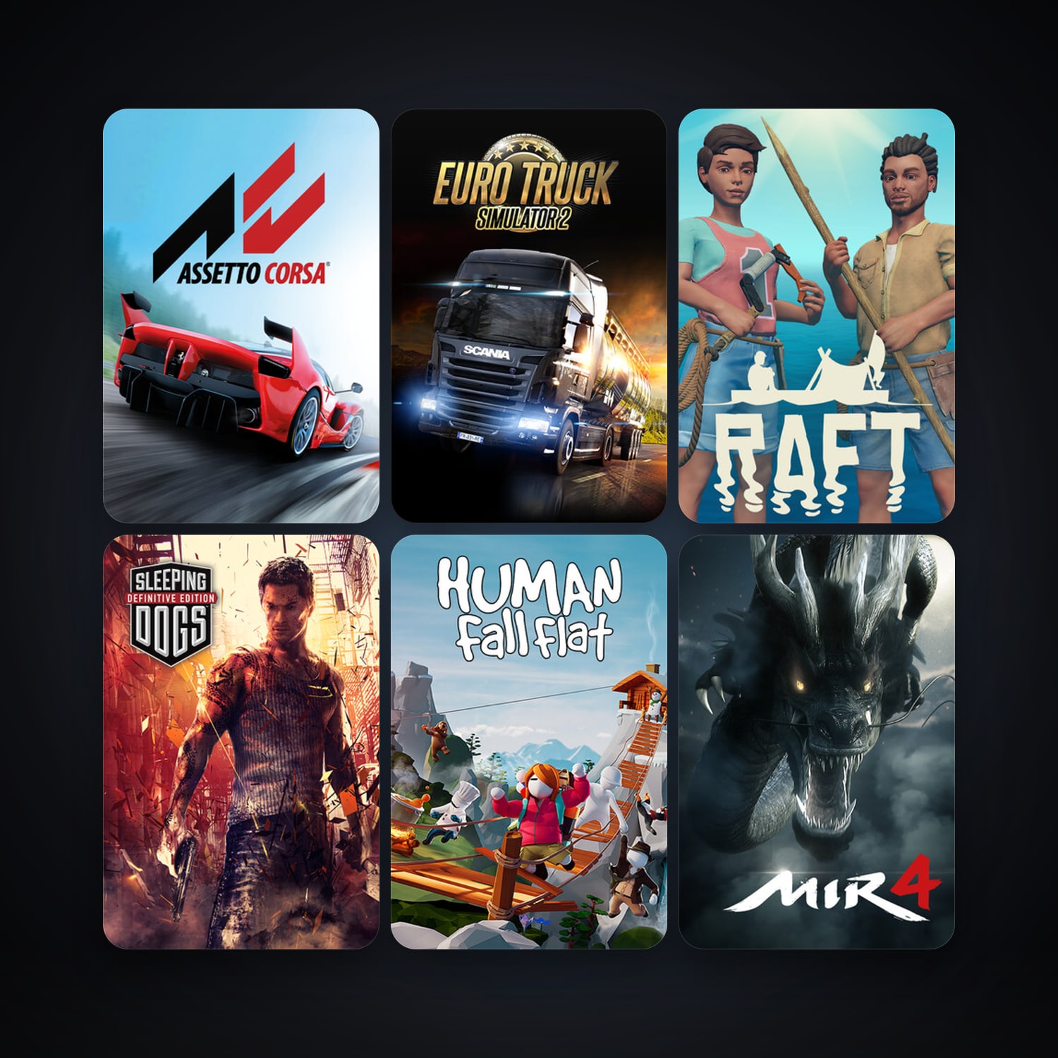 Euro Truck Simulator 2 + Assetto Corsa, 63 games, clean — HabibiAccounts